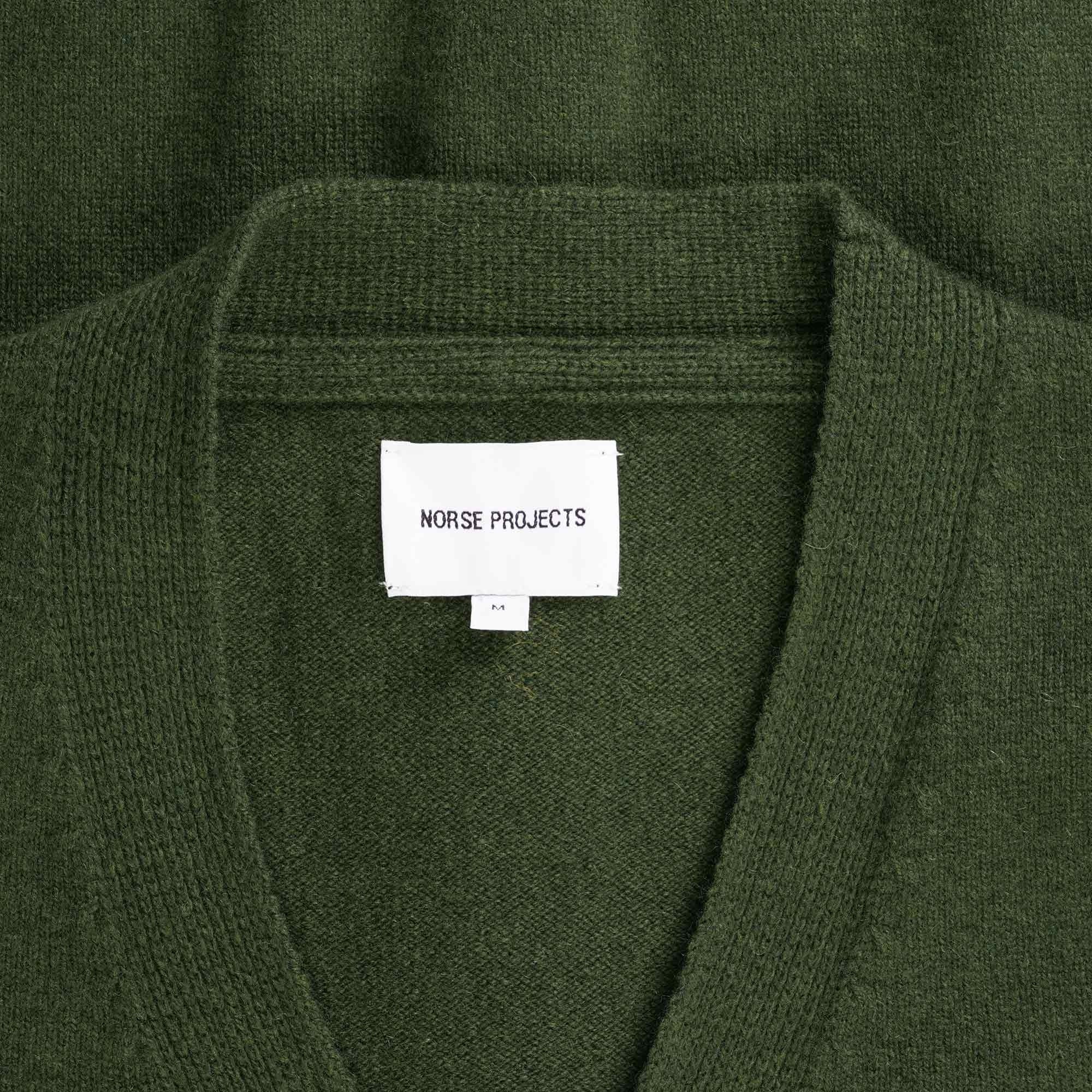 Norse Projects Adam Lambswool Cardigan - Army Green
