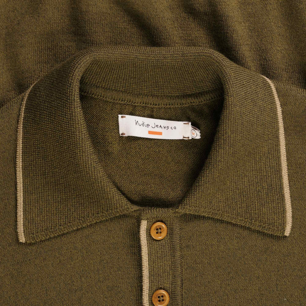 Nudie Jeans Frippe Polo Club Shirt - Olive