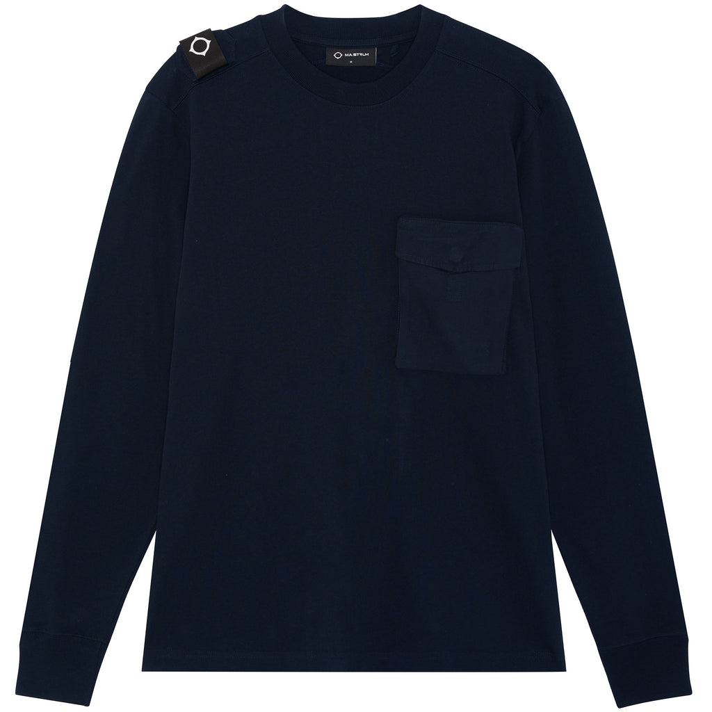 Ma Strum Long Sleeve Cargo Pocket Tee - Ink Navy