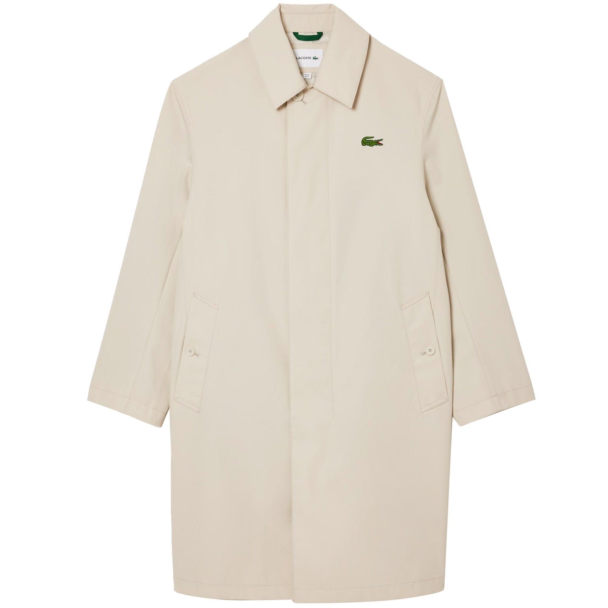 Lacoste Lightweight Showerproof Cotton Twill Trench Coat - Gris