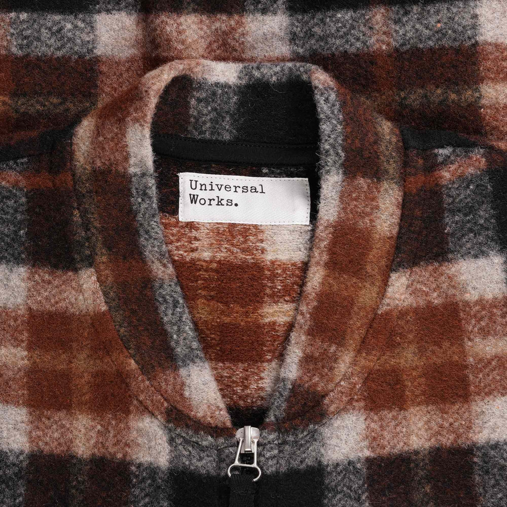 Universal Works Zip Waistcoat - Brown Check