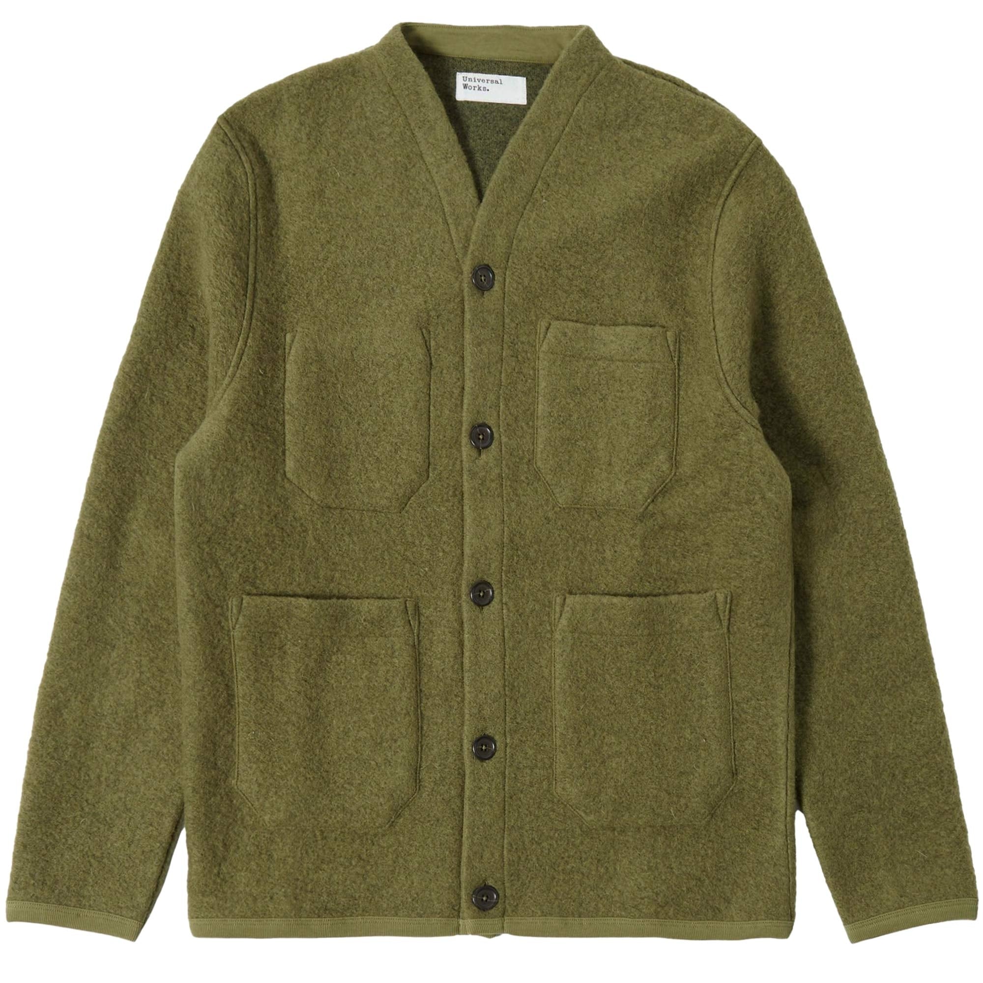 Universal Works Wool Fleece Cardigan - Lovat