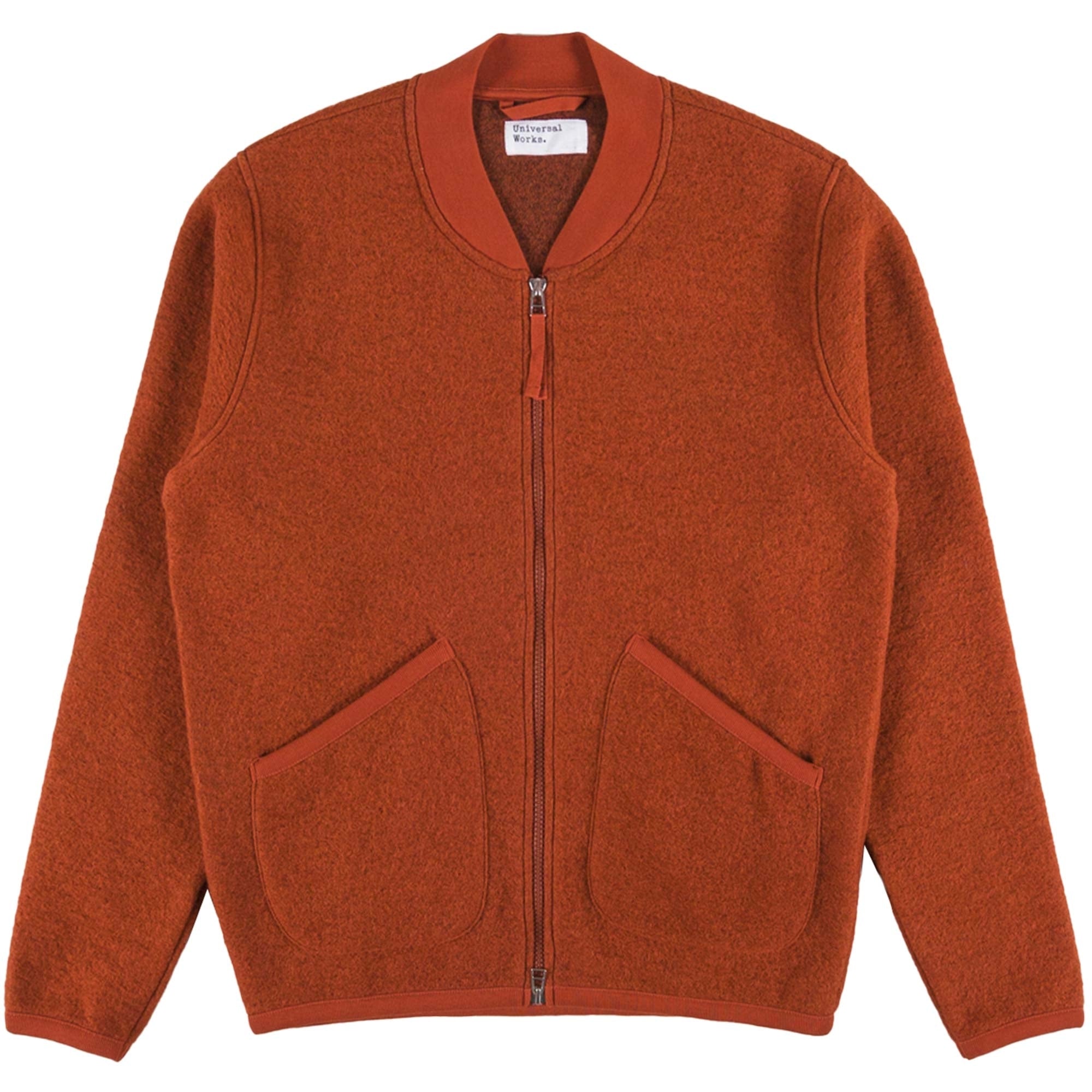 Universal Works Wool Fleece Zip Bomber Jacket - Orange
