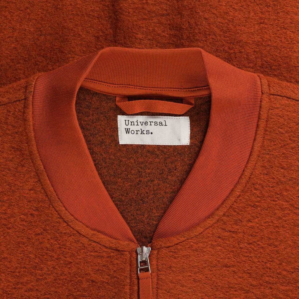 Universal Works Wool Fleece Zip Bomber Jacket - Orange