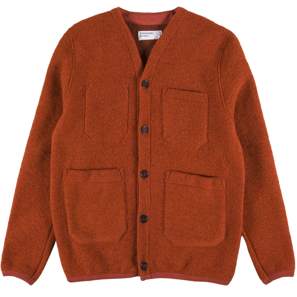 Universal Works Wool Fleece Cardigan - Orange