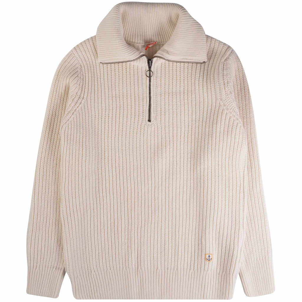 Armor Lux Zip Neck Jumper - Natural