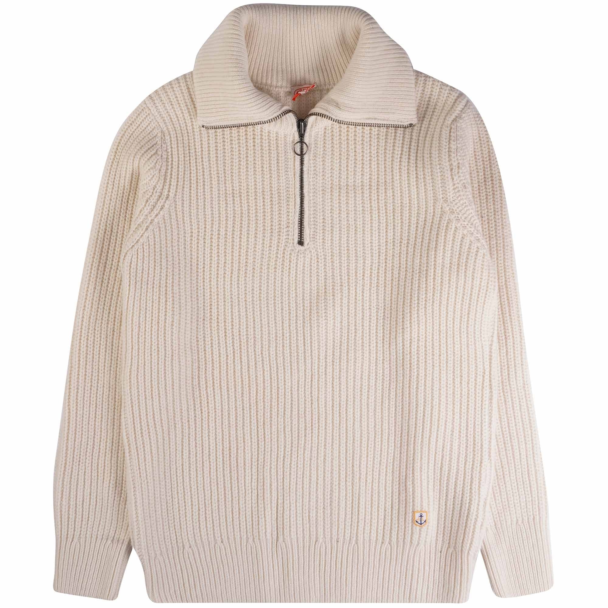 Armor Lux Zip Neck Jumper - Natural