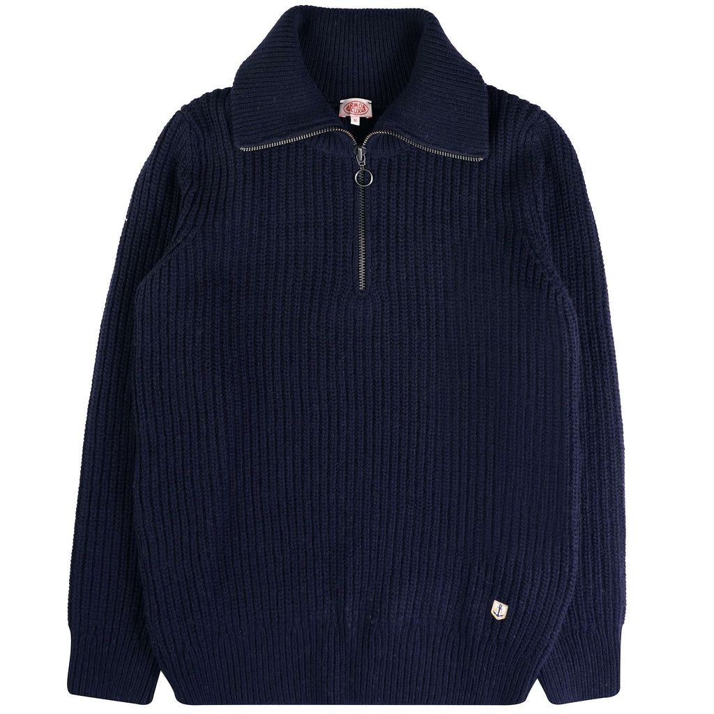 Armor Lux Zip Neck Jumper - Navy