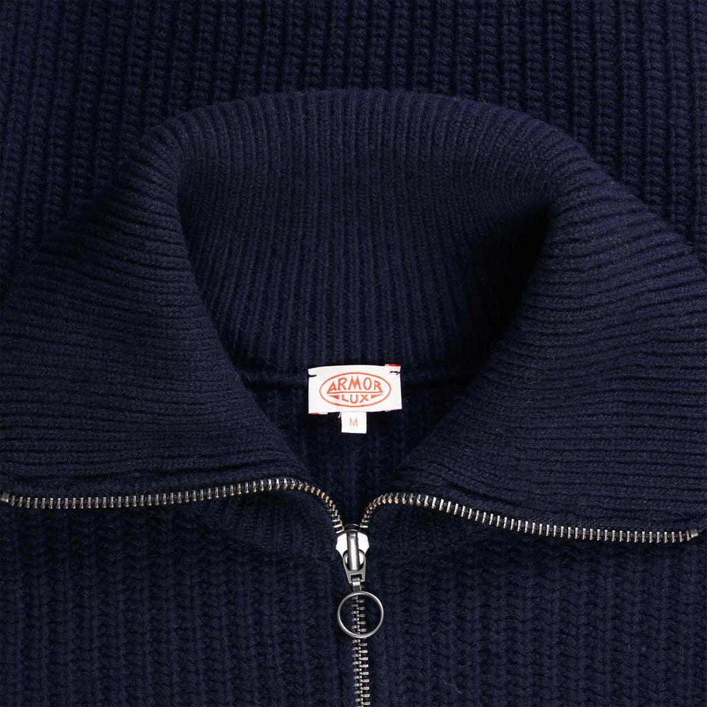 Armor Lux Zip Neck Jumper - Navy
