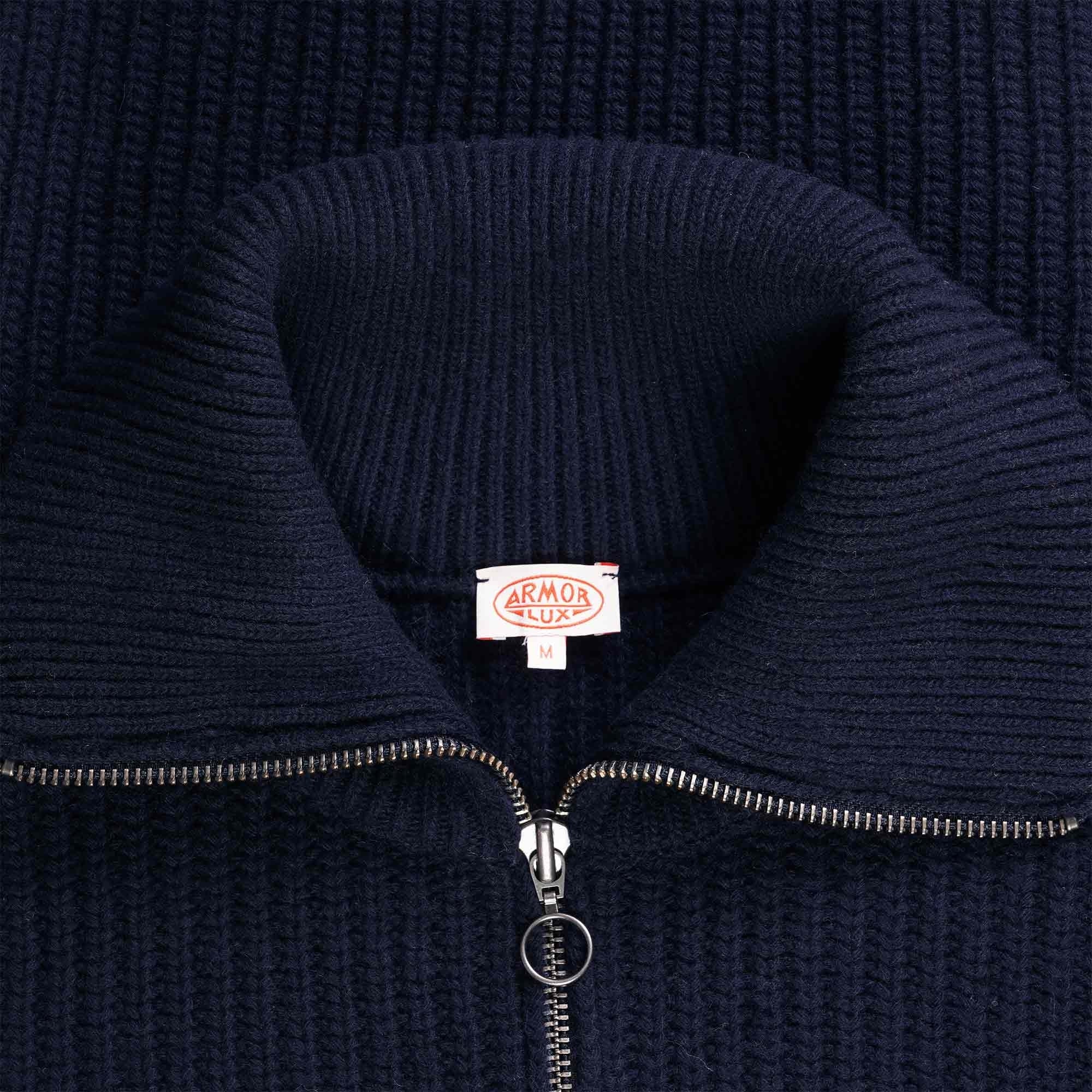 Armor Lux Zip Neck Jumper - Navy
