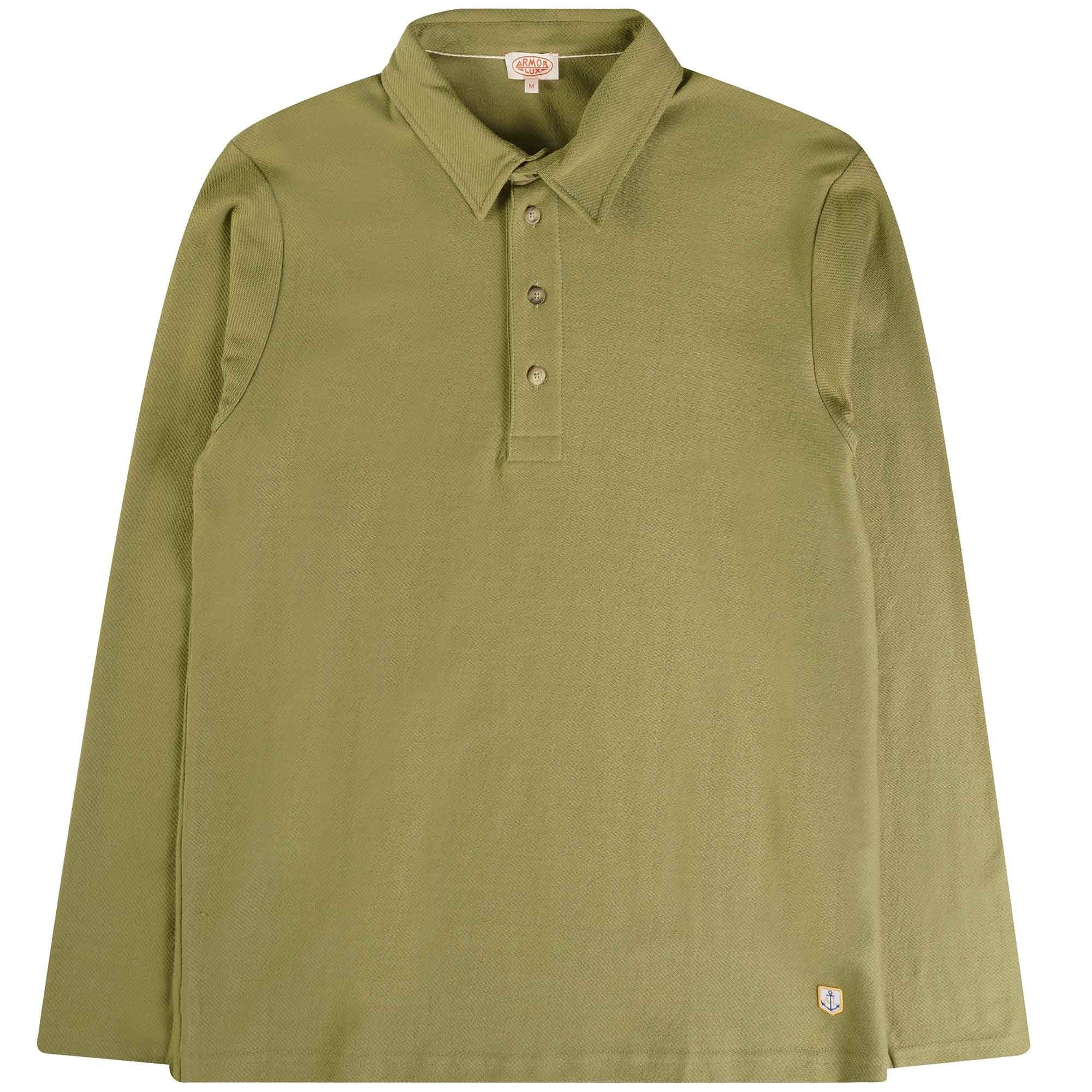 Armor Lux Long Sleeve Polo Shirt - Oliva