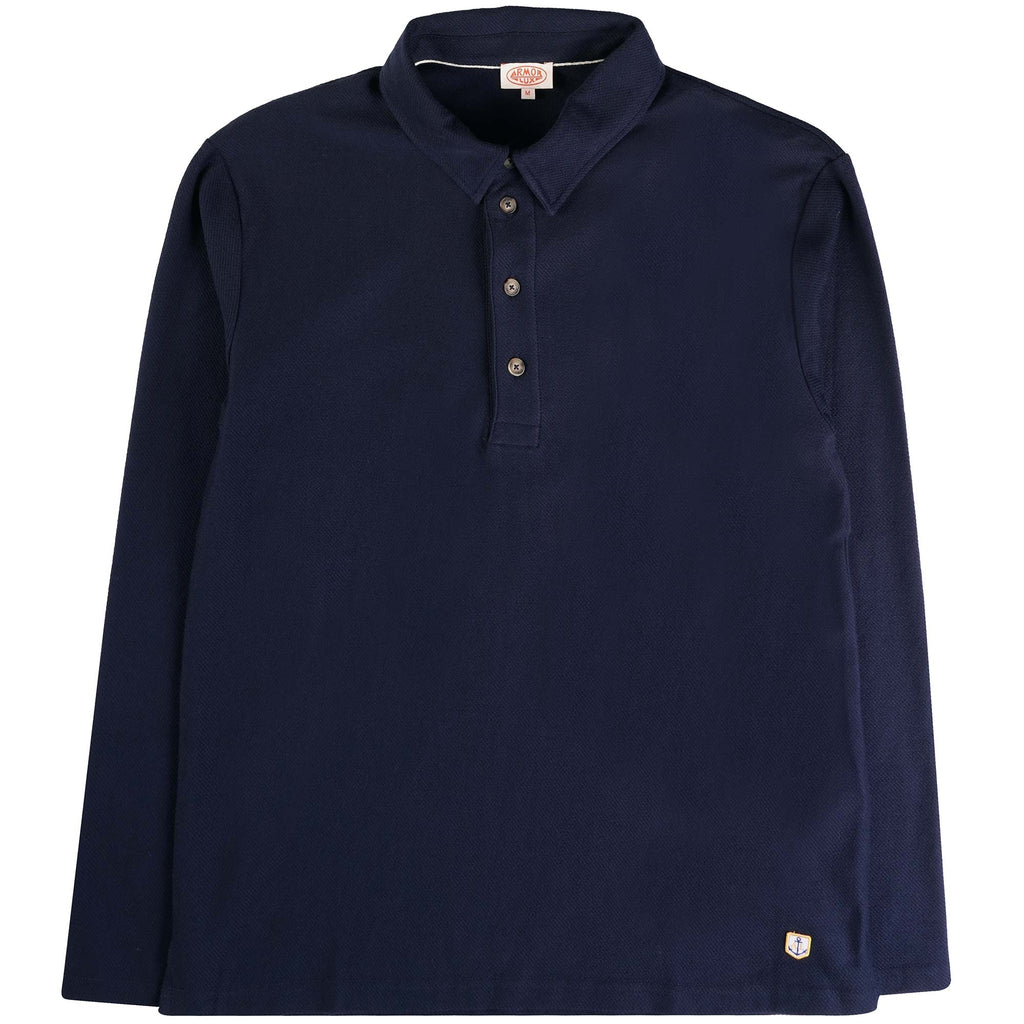 Armor Lux Long Sleeve Polo Shirt - Marine