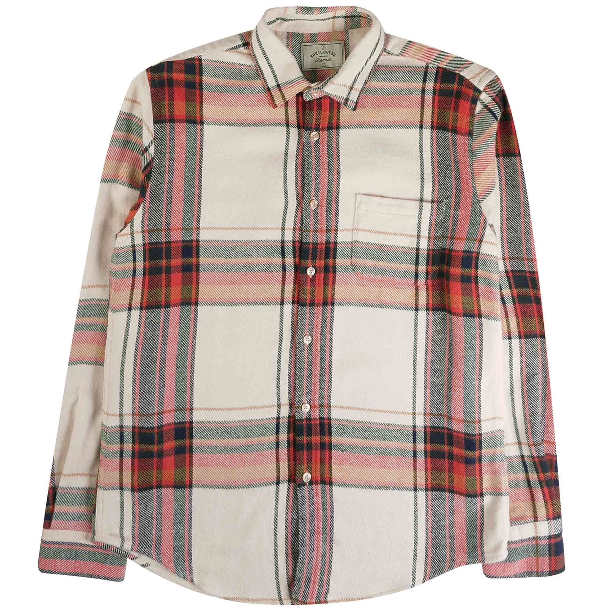 Portuguese Flannel Nords Check Shirt - White and Red