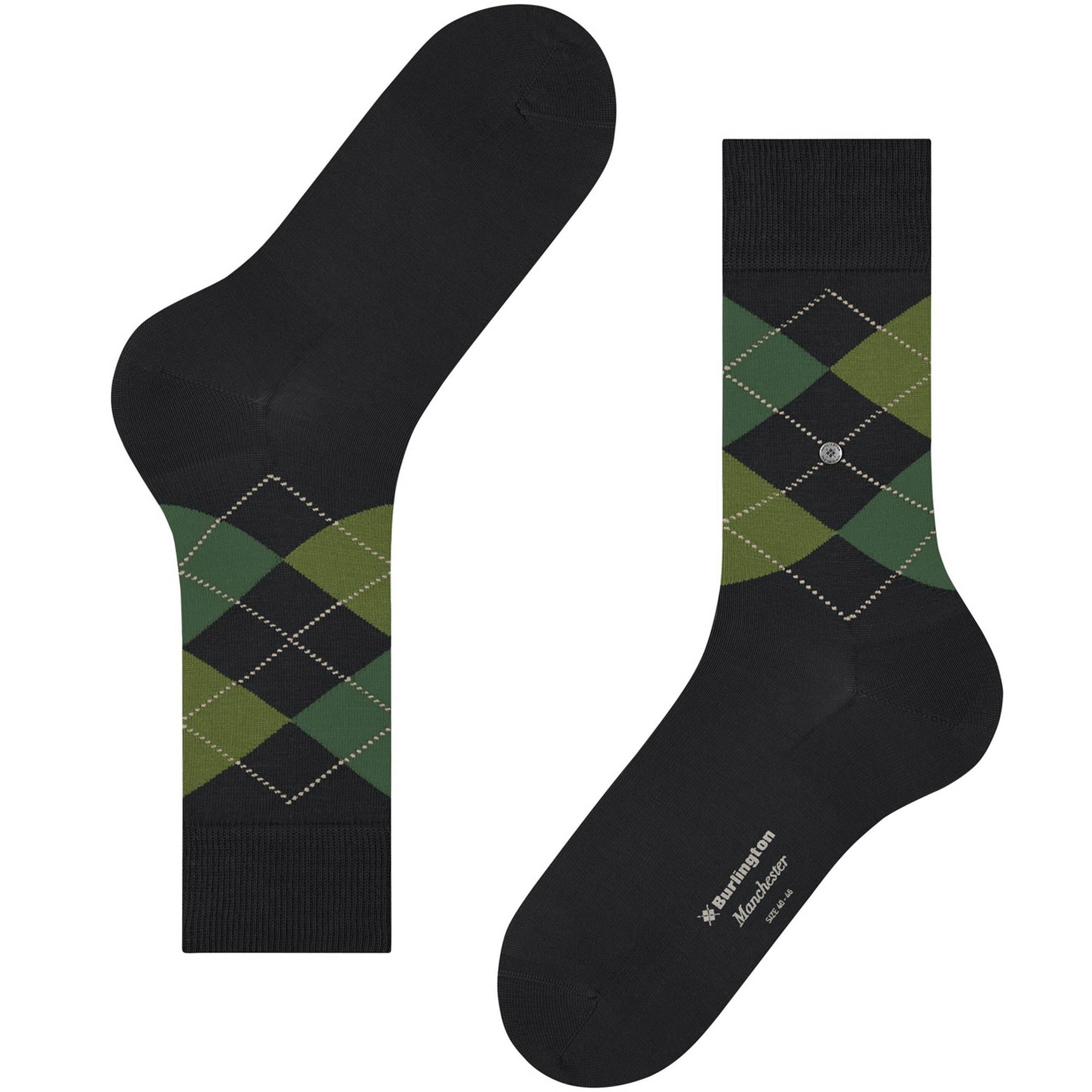 Burlington Socks Manchester Socks - Green and Black