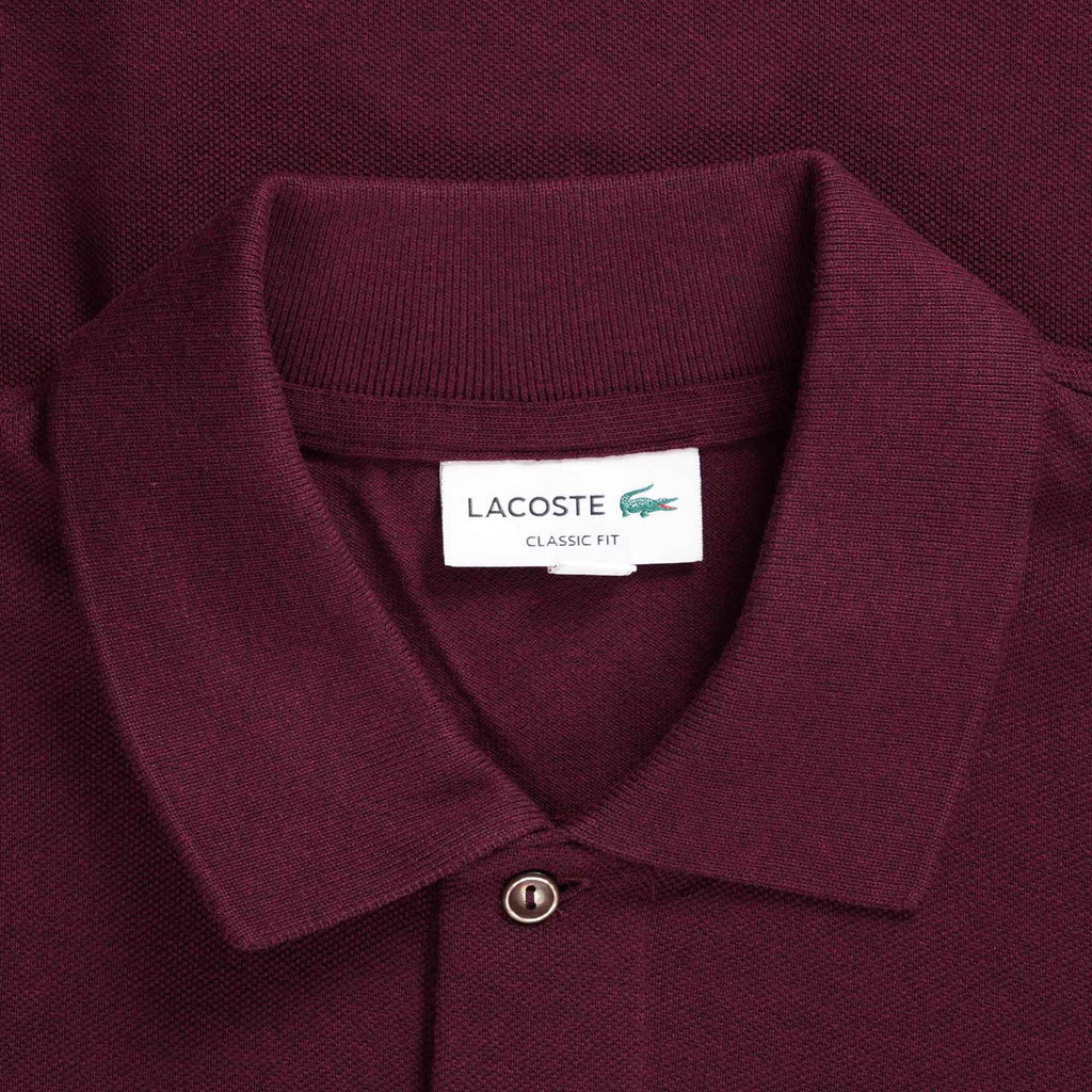 Lacoste L.12.12 Long Sleeve Heathered Cotton Polo Shirt - Bordeaux