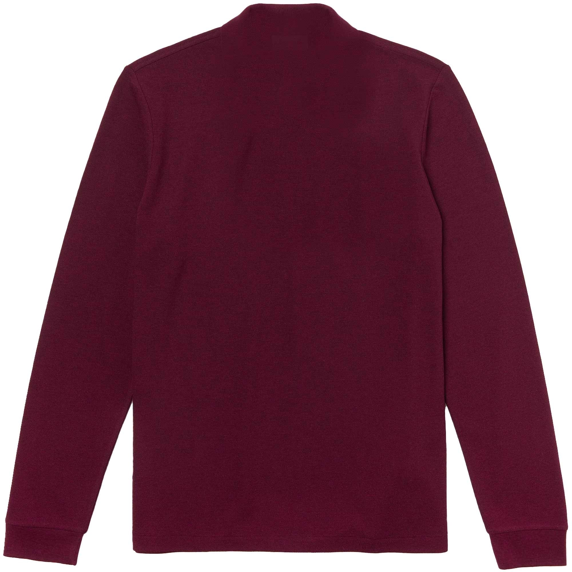 Lacoste L.12.12 Long Sleeve Heathered Cotton Polo Shirt - Bordeaux