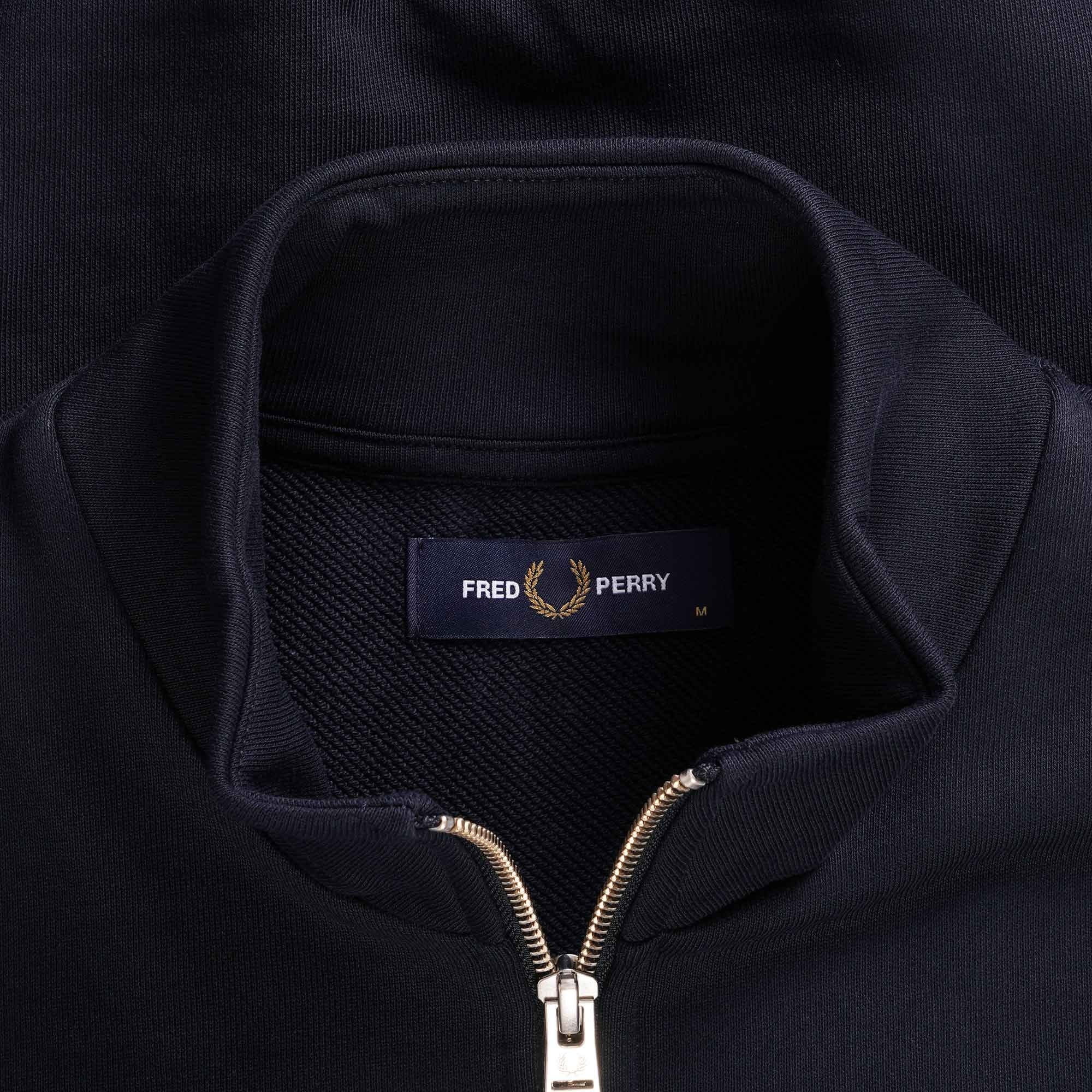 Fred Perry Half Zip Sweatshirt - Navy and Caramel