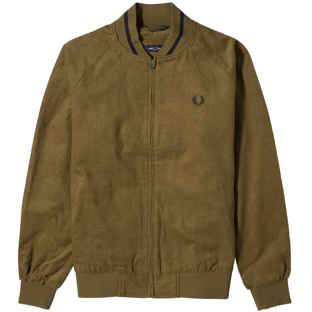Fred Perry Waffle Cord Tennis Bomber Jacket - Shaded Stone