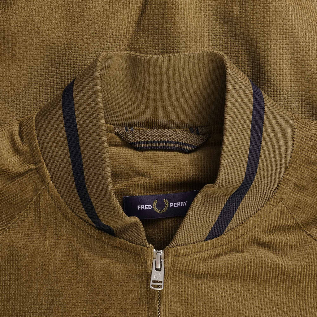 Fred Perry Waffle Cord Tennis Bomber Jacket - Shaded Stone