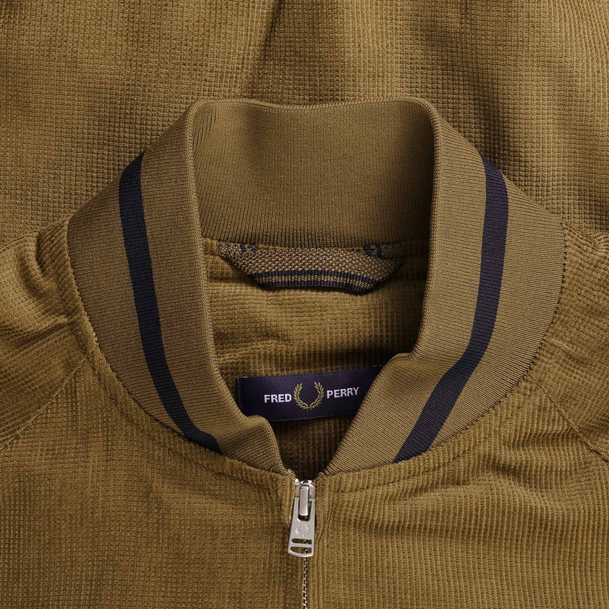 Fred Perry Waffle Cord Tennis Bomber Jacket - Shaded Stone