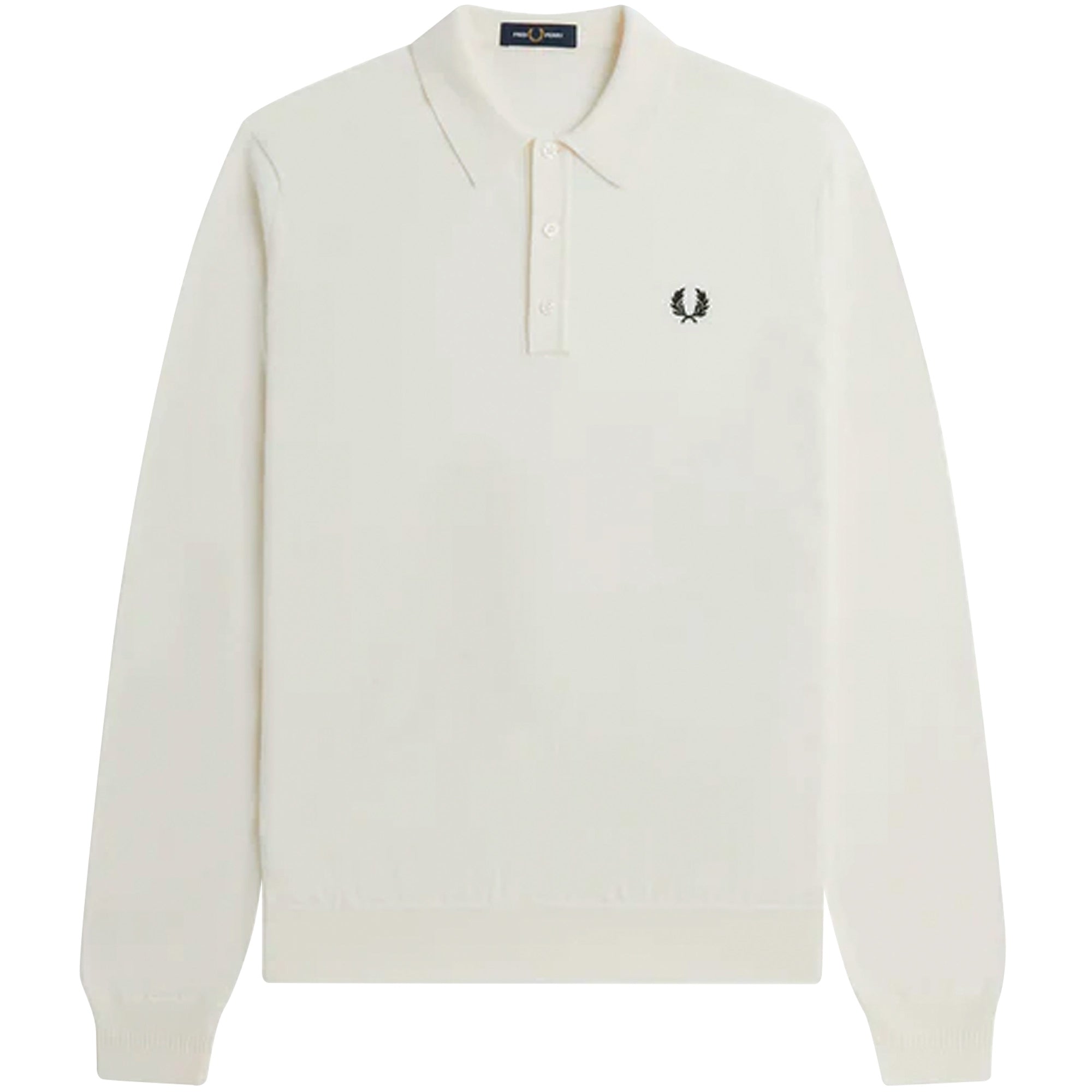 Long Sleeve Knitted Polo Shirt - Ecru