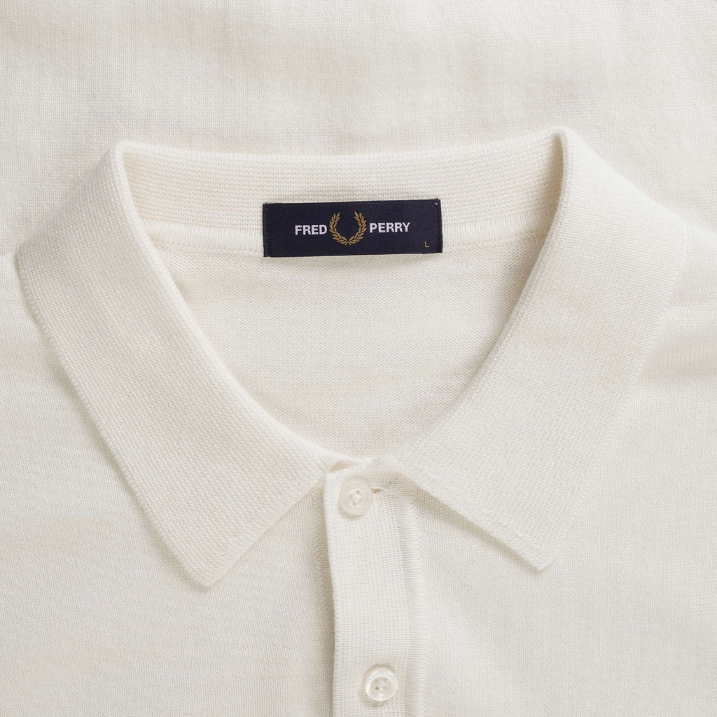 Long Sleeve Knitted Polo Shirt - Ecru