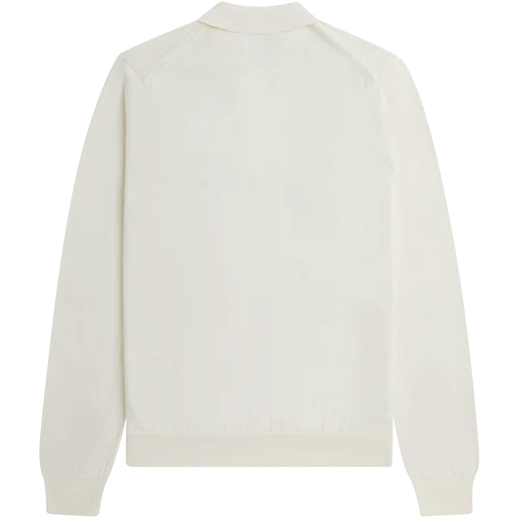 Long Sleeve Knitted Polo Shirt - Ecru