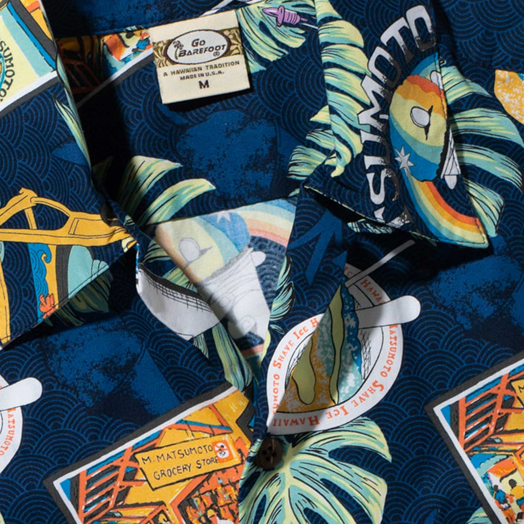 Go Barefoot Convertible-Collar Printed Cotton Shirt - Moto Navy