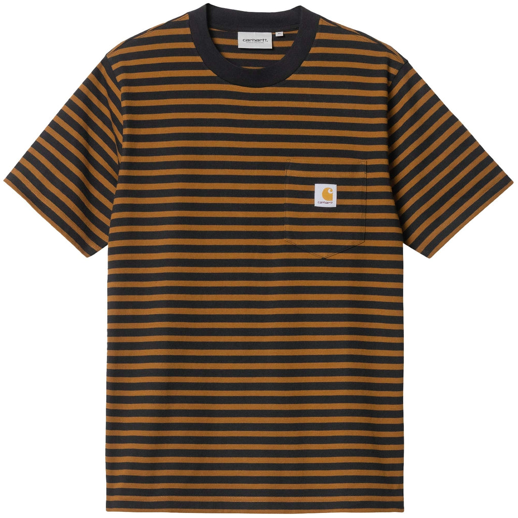 Carhartt WIP Short Sleeve Seidler Pocket T-Shirt - Brown Stripe