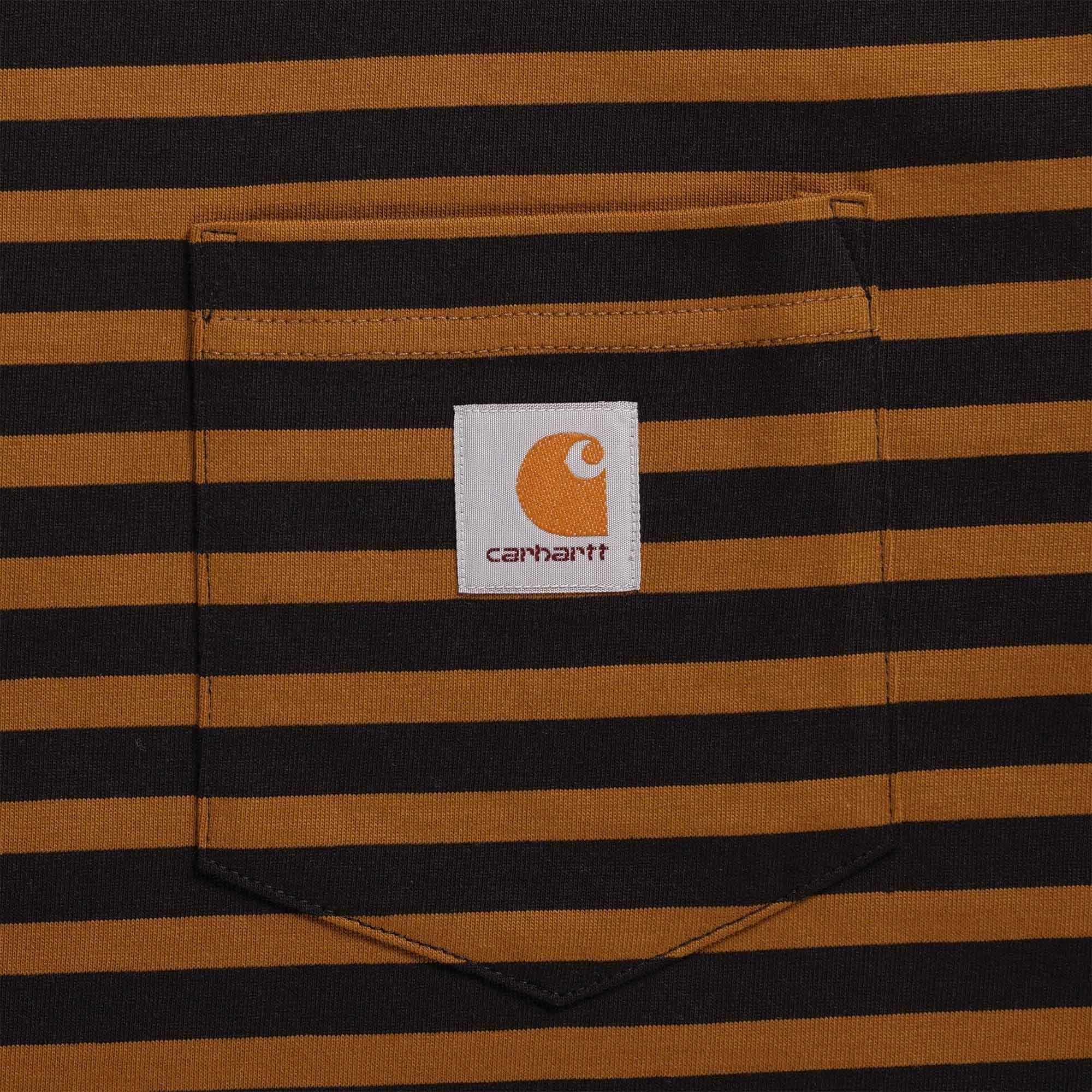 Carhartt WIP Short Sleeve Seidler Pocket T-Shirt - Brown Stripe