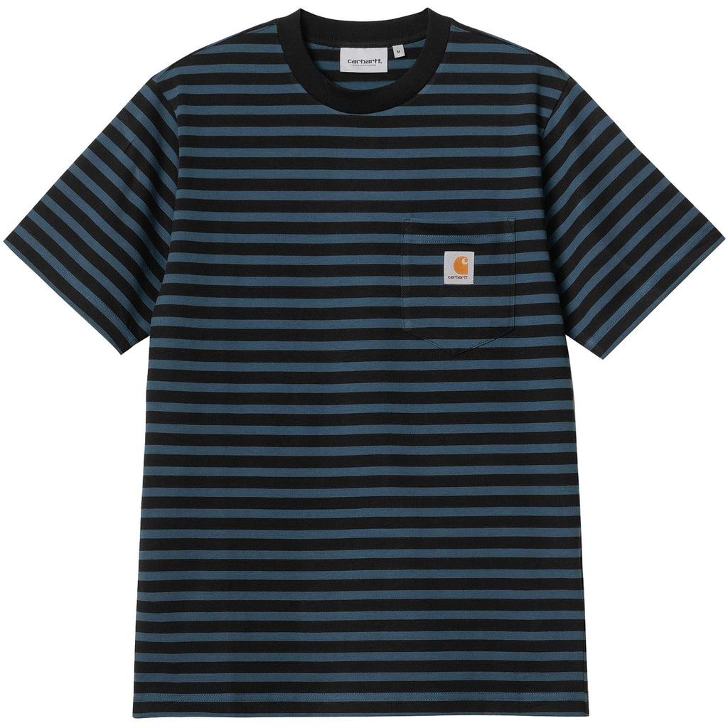 Carhartt WIP Short Sleeve Seidler Pocket T-Shirt - Squid Stripe