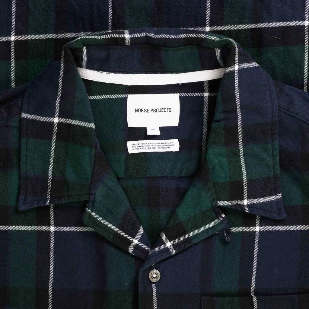 Norse Projects Carsten Organic Flannel Check Shirt - Black Watch Check