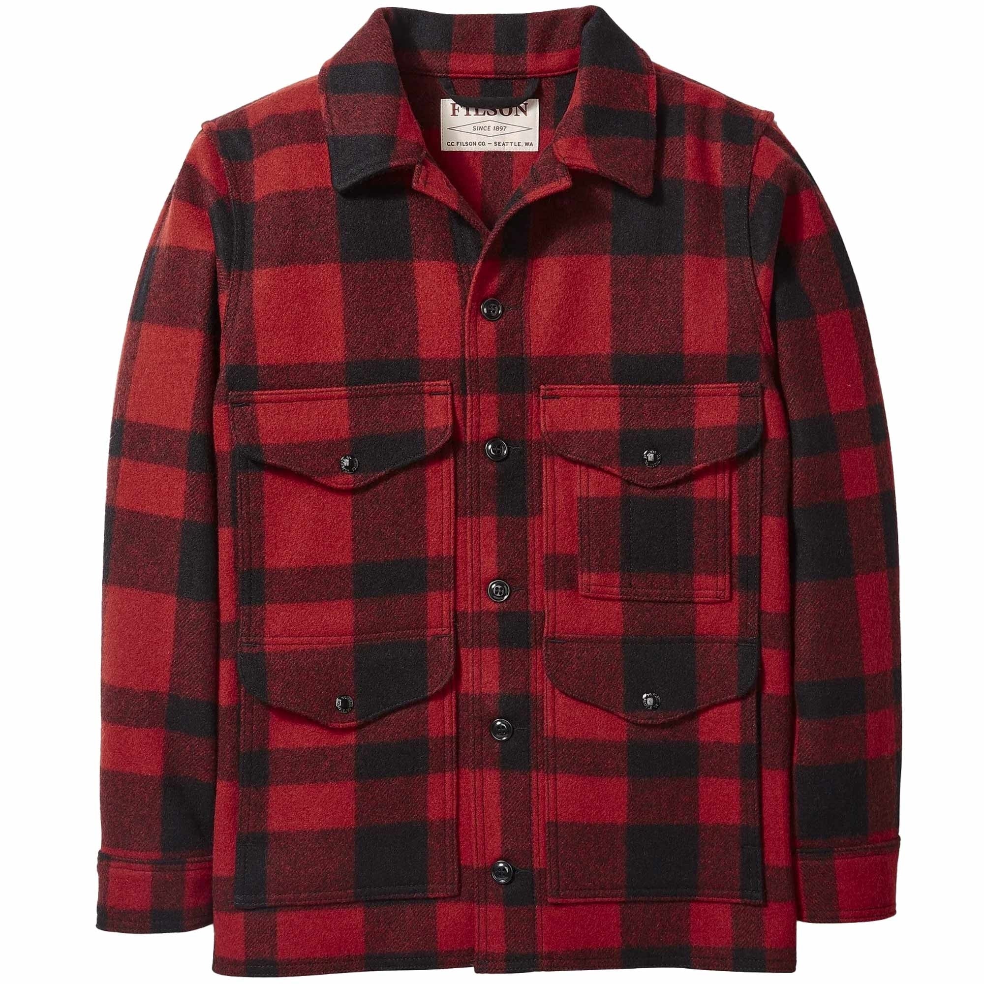 Filson Plaid Mackinaw Cruiser Jacket - Red & Black