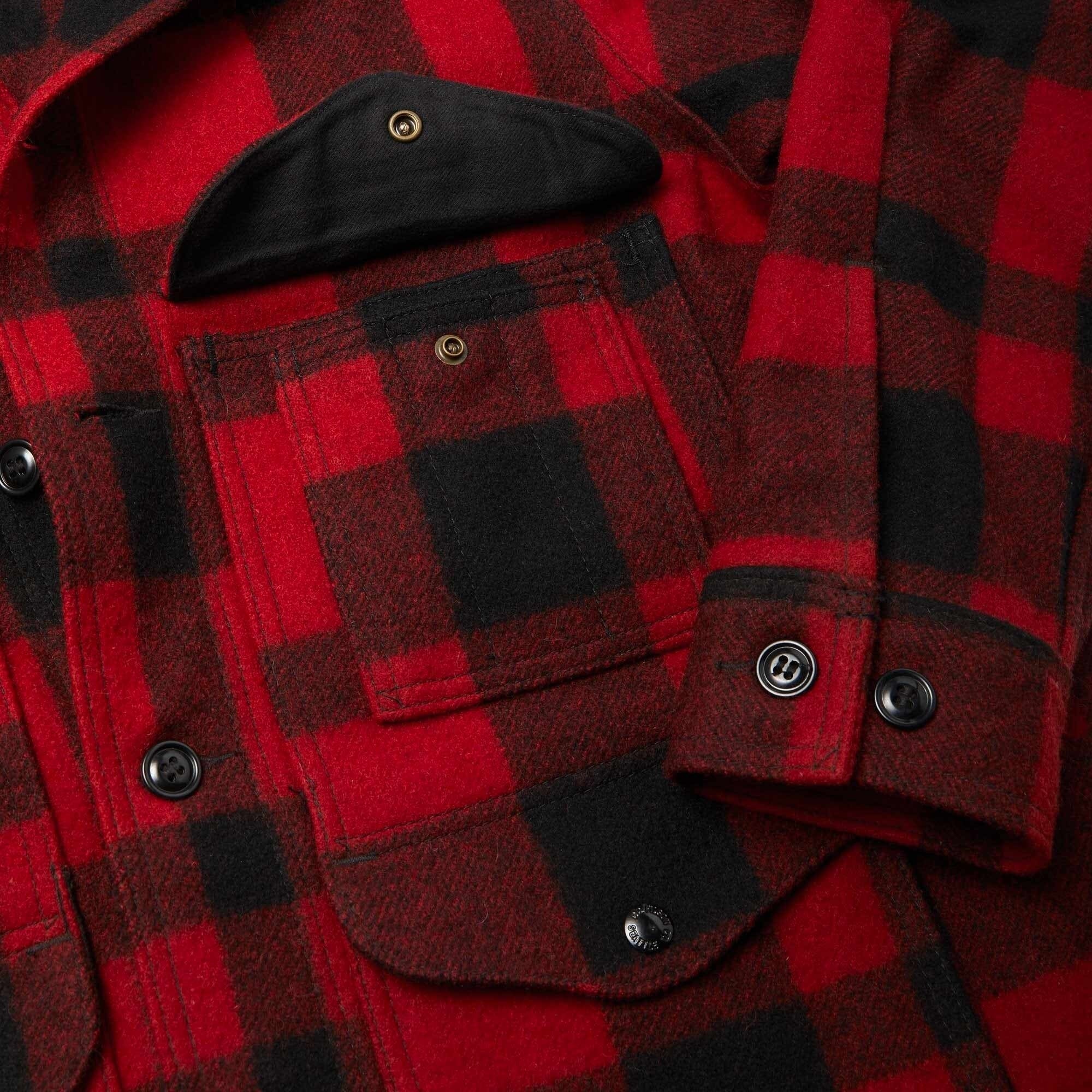 Filson Plaid Mackinaw Cruiser Jacket - Red & Black