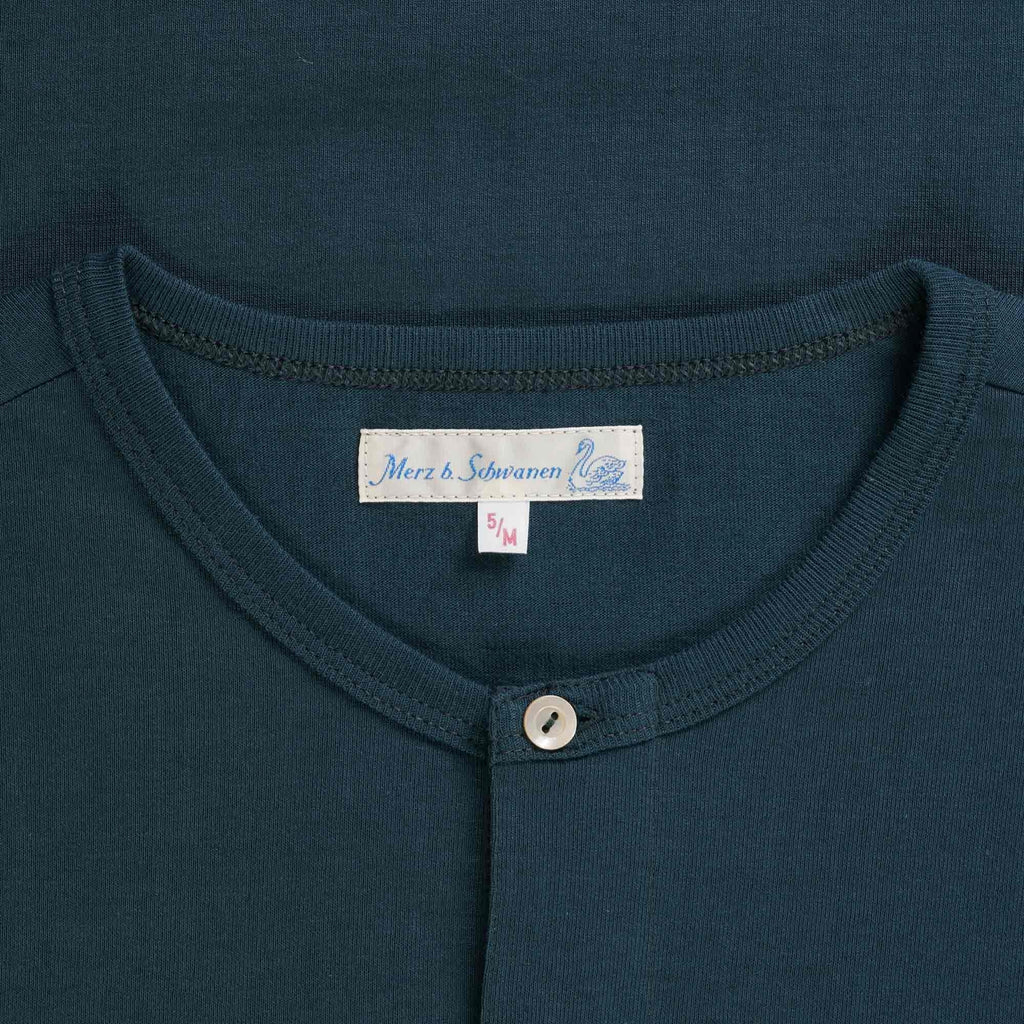 Merz b Schwanen Loopwheeled Henley 8.6oz Long Sleeve T-Shirt - Mineral