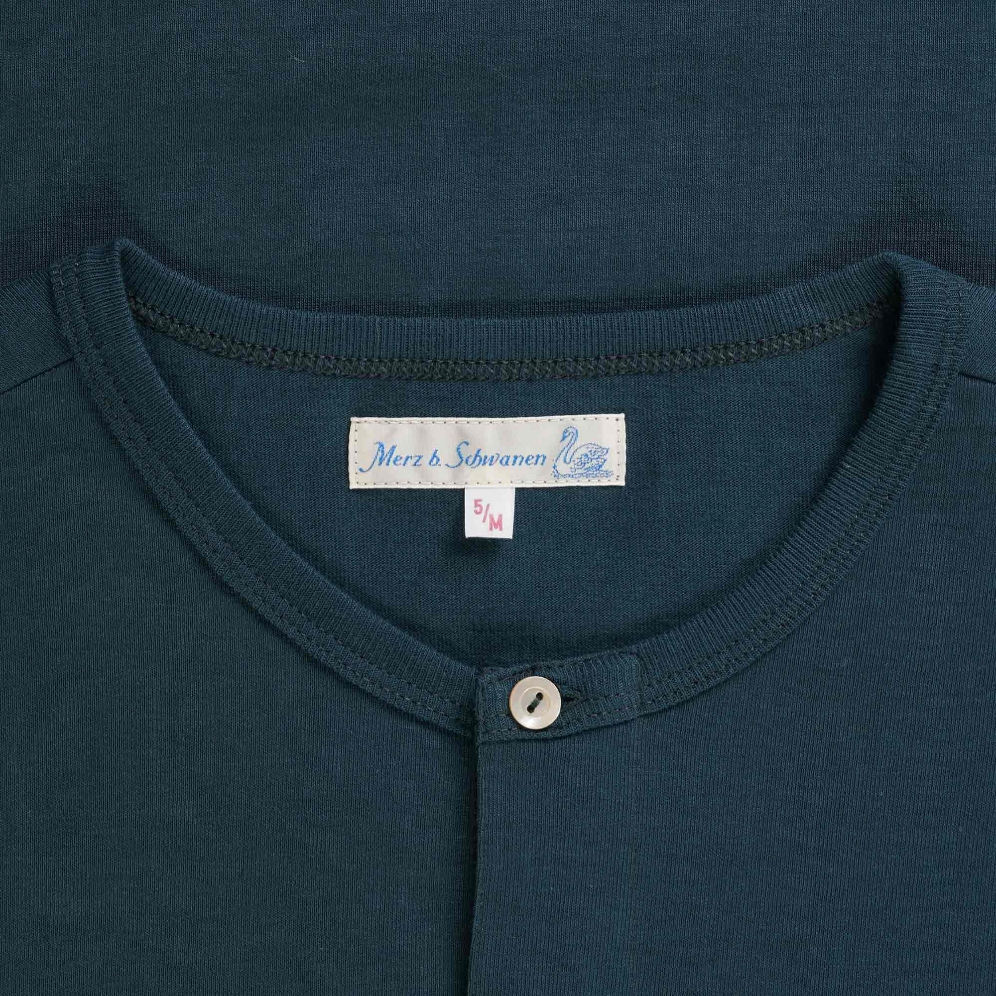 Merz b Schwanen Loopwheeled Henley 8.6oz Long Sleeve T-Shirt - Mineral