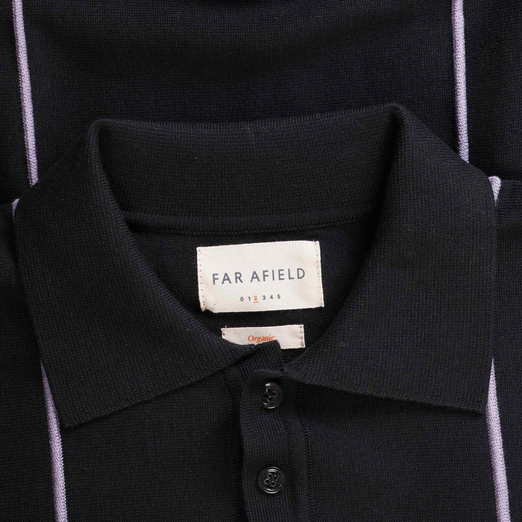 Far Afield Alfaro Knitted Polo - Meteorite