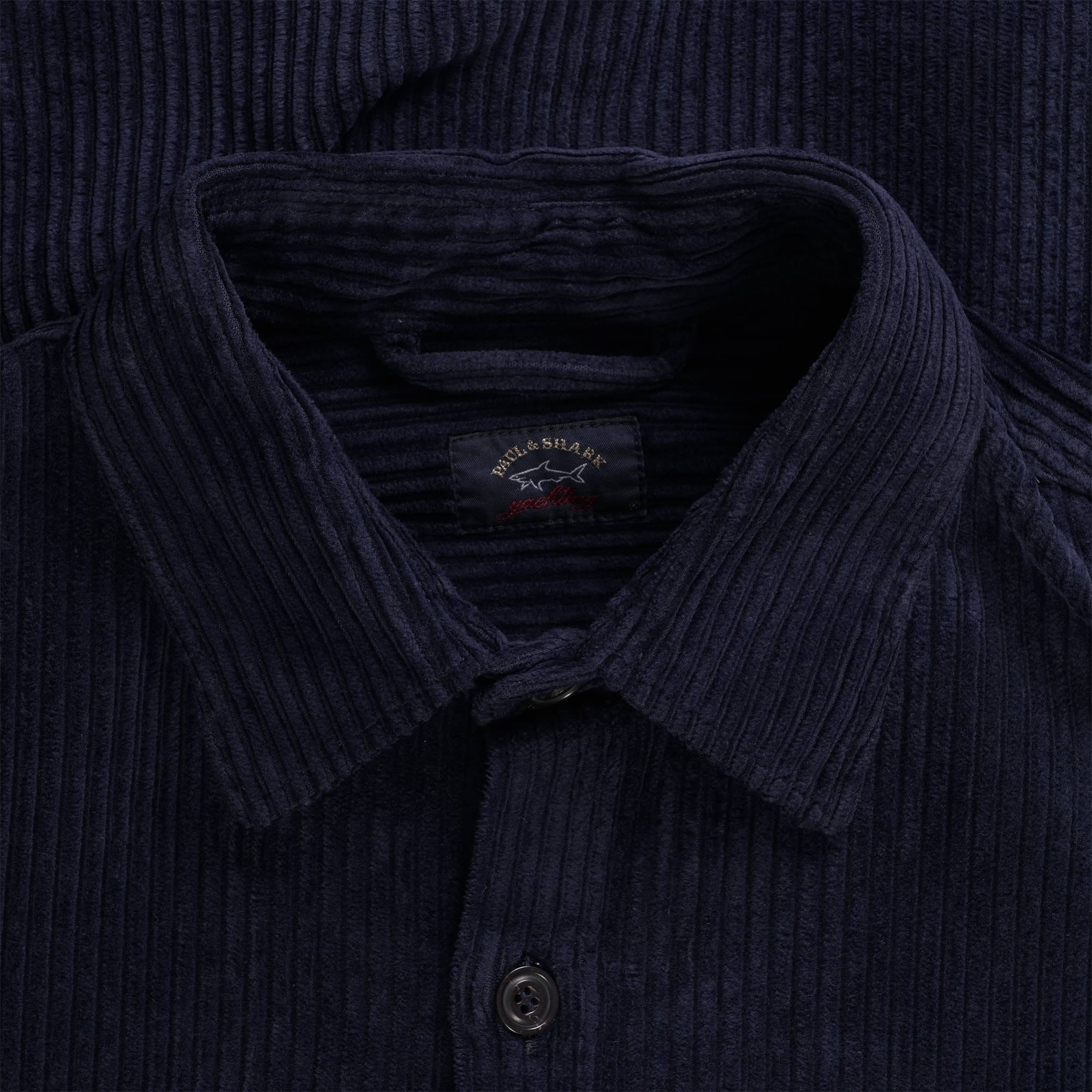 Paul and Shark Garment Dyed Cotton Velvet Overshirt - Navy Blue
