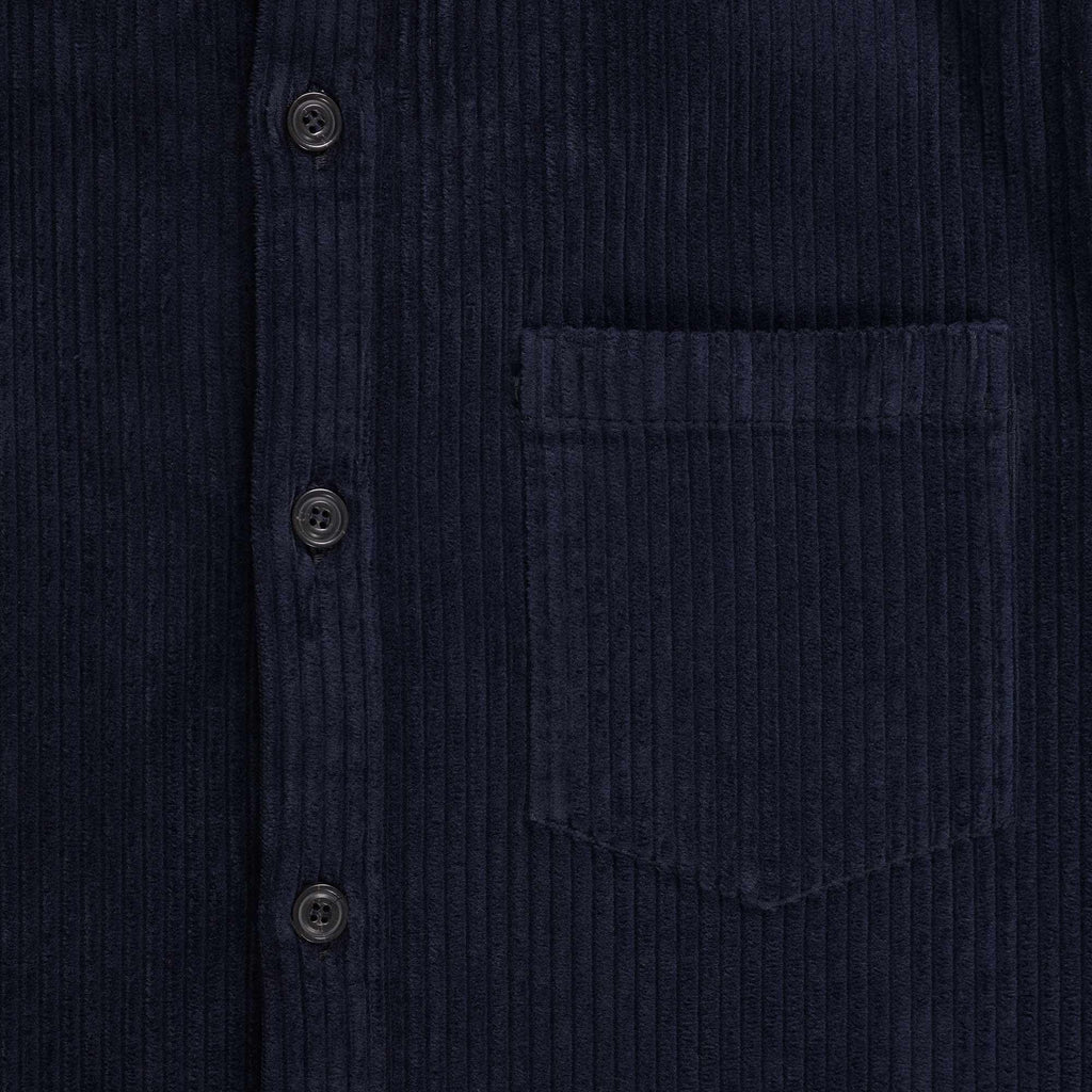 Paul and Shark Garment Dyed Cotton Velvet Overshirt - Navy Blue
