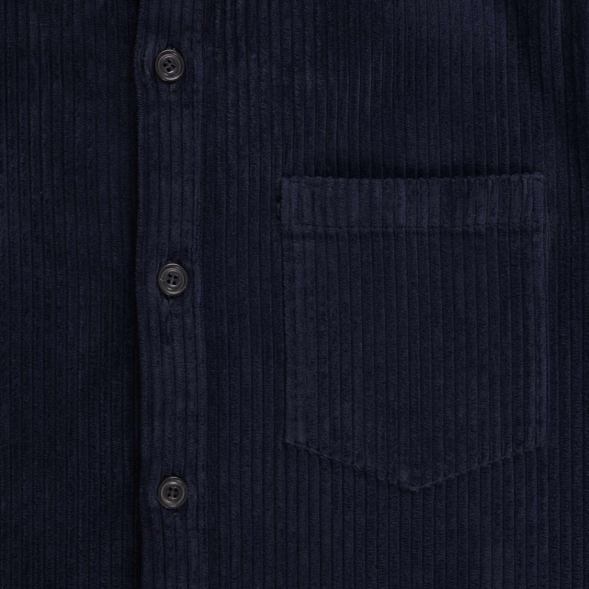 Paul and Shark Garment Dyed Cotton Velvet Overshirt - Navy Blue