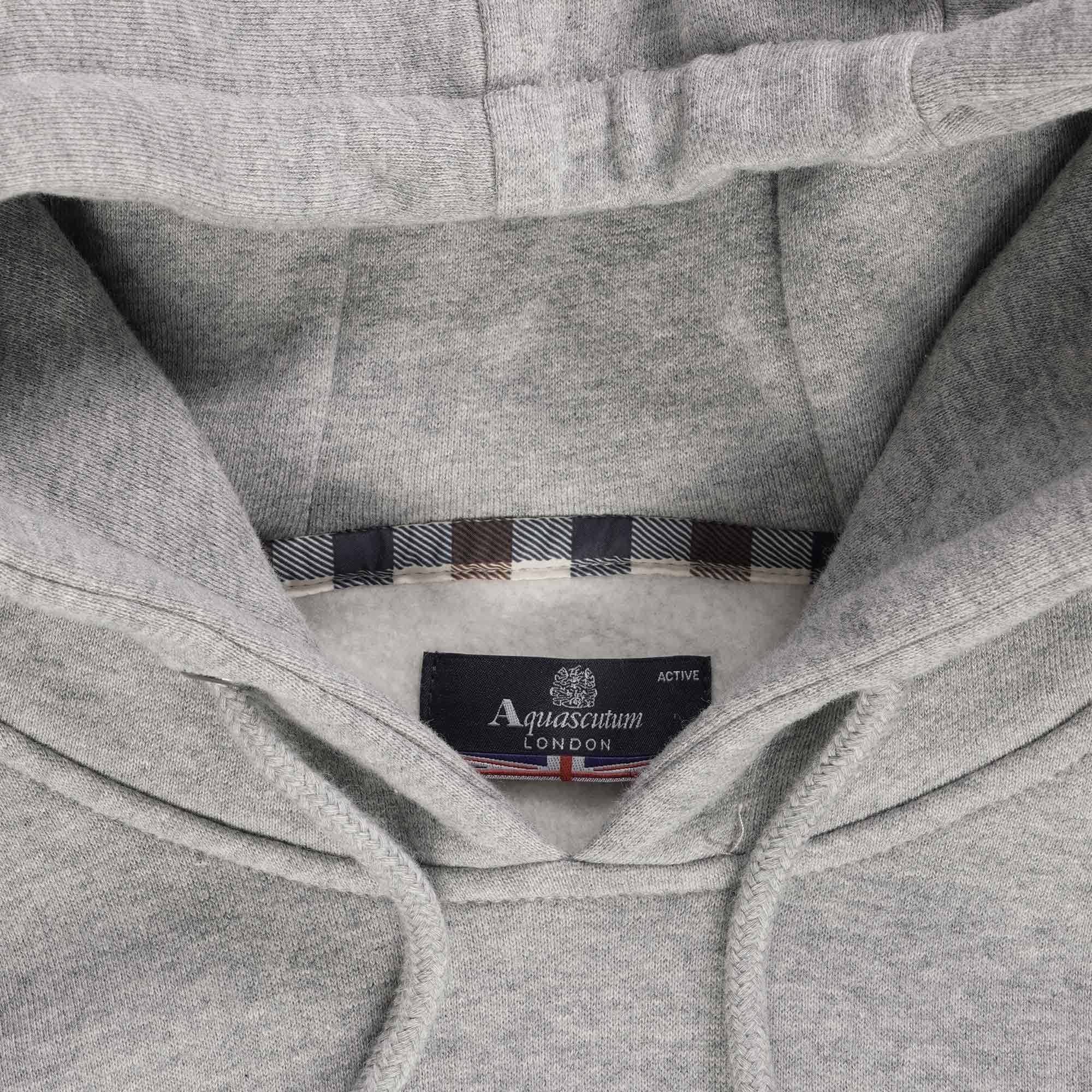 Aquascutum Small Logo Hoodie - Grey Mel