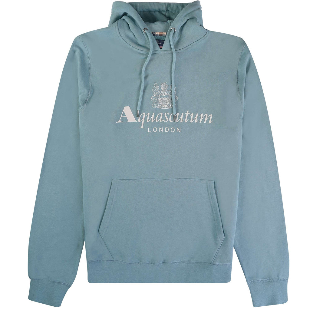 Aquascutum Large Logo Hoodie - Avio