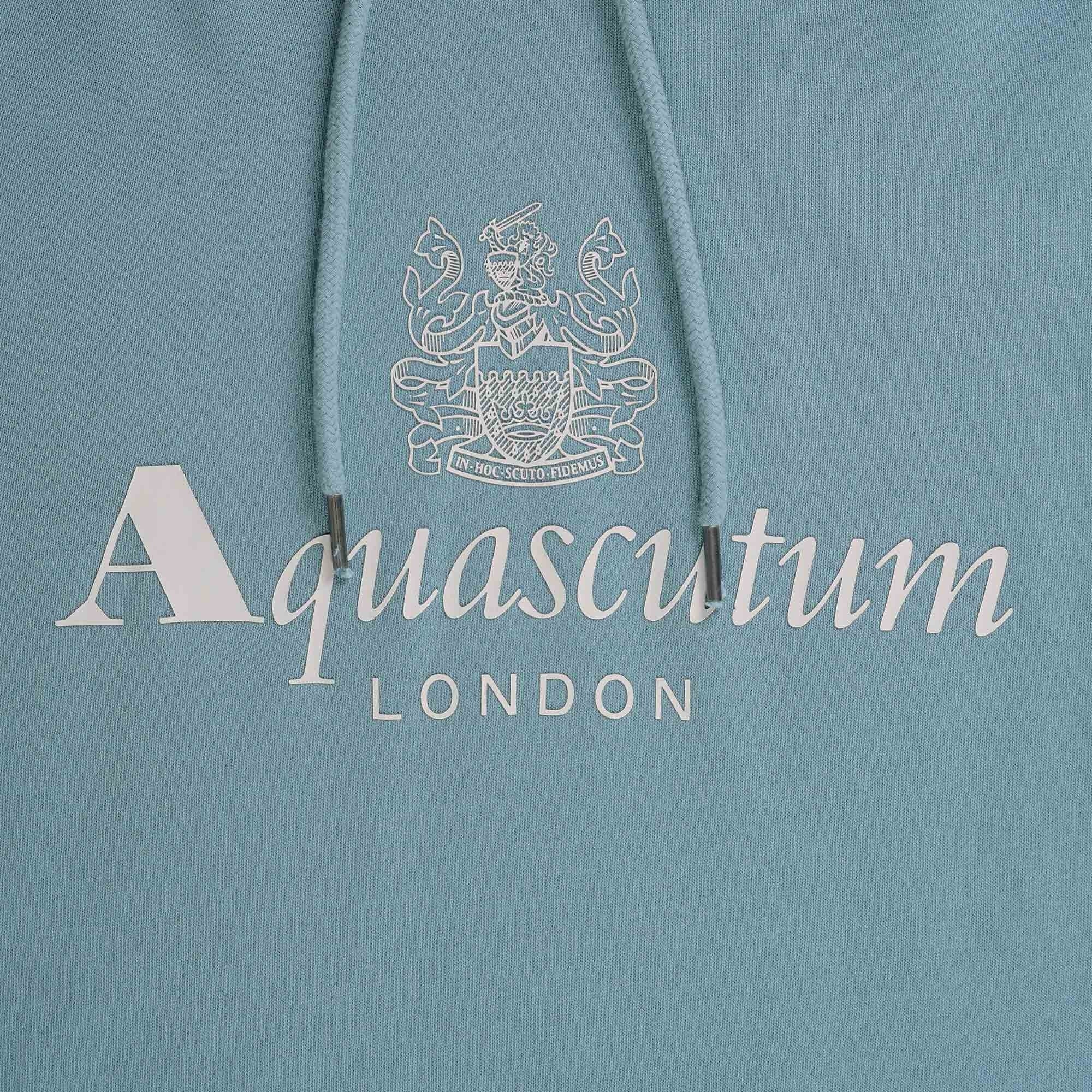 Aquascutum Large Logo Hoodie - Avio