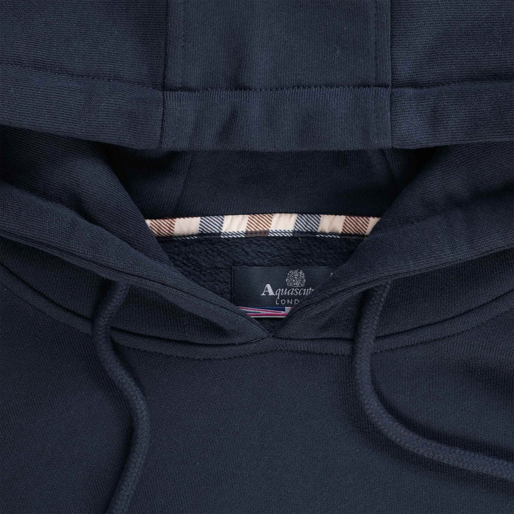 Aquascutum Large Logo Hoodie - Navy