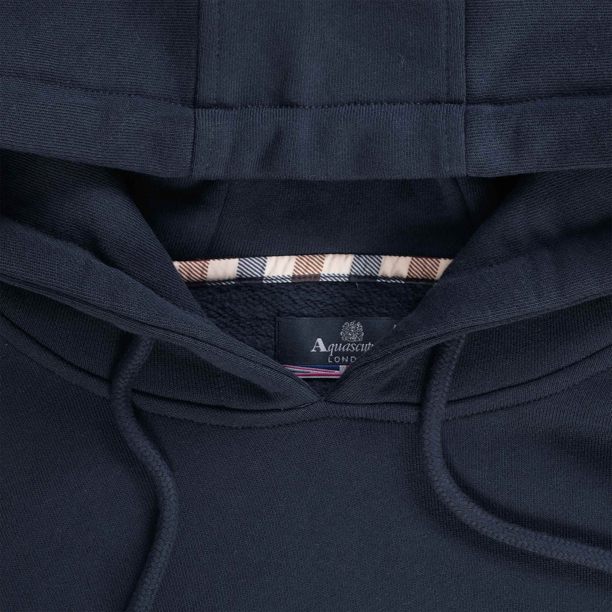 Aquascutum Large Logo Hoodie - Navy