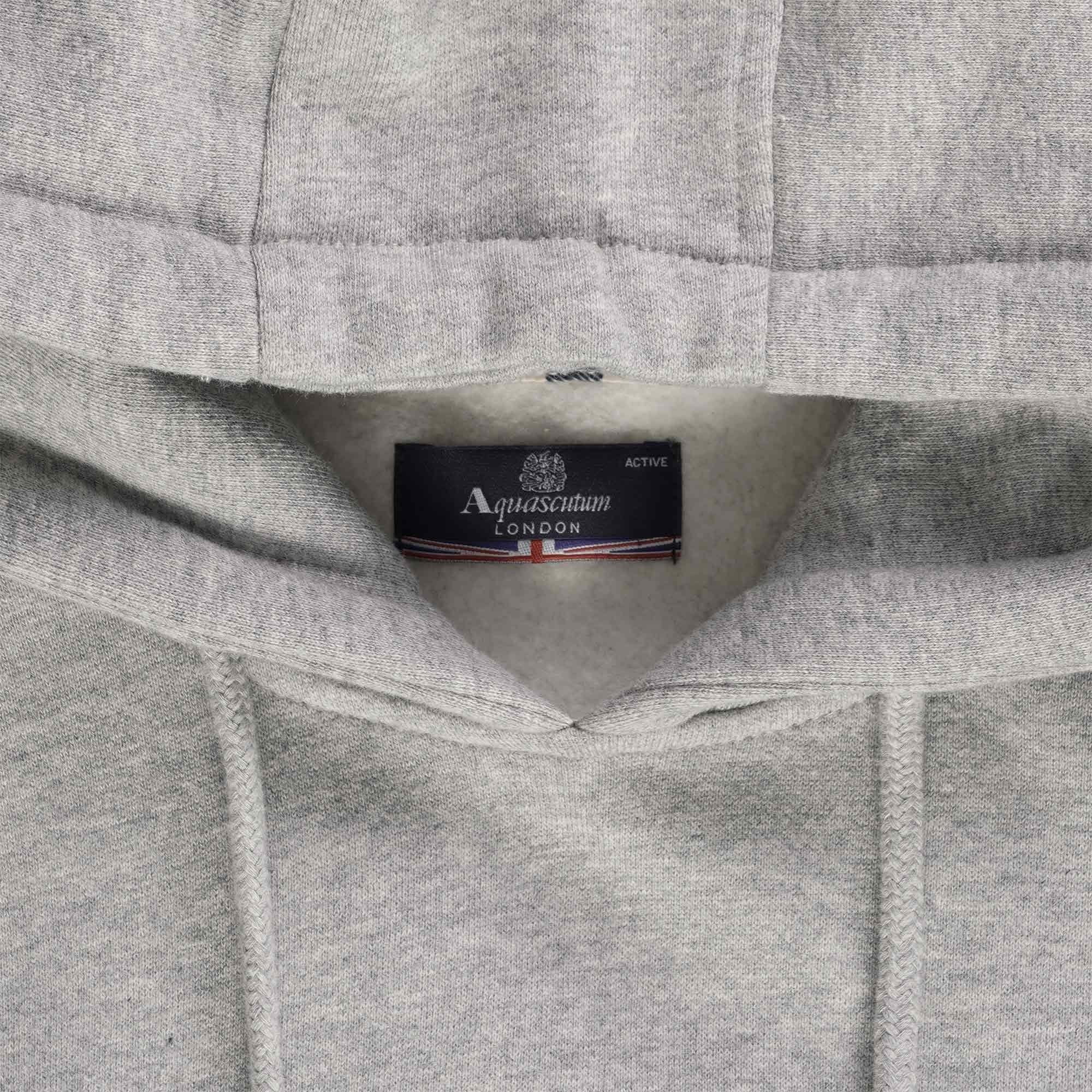 Aquascutum Large Logo Hoodie - Grey Mel