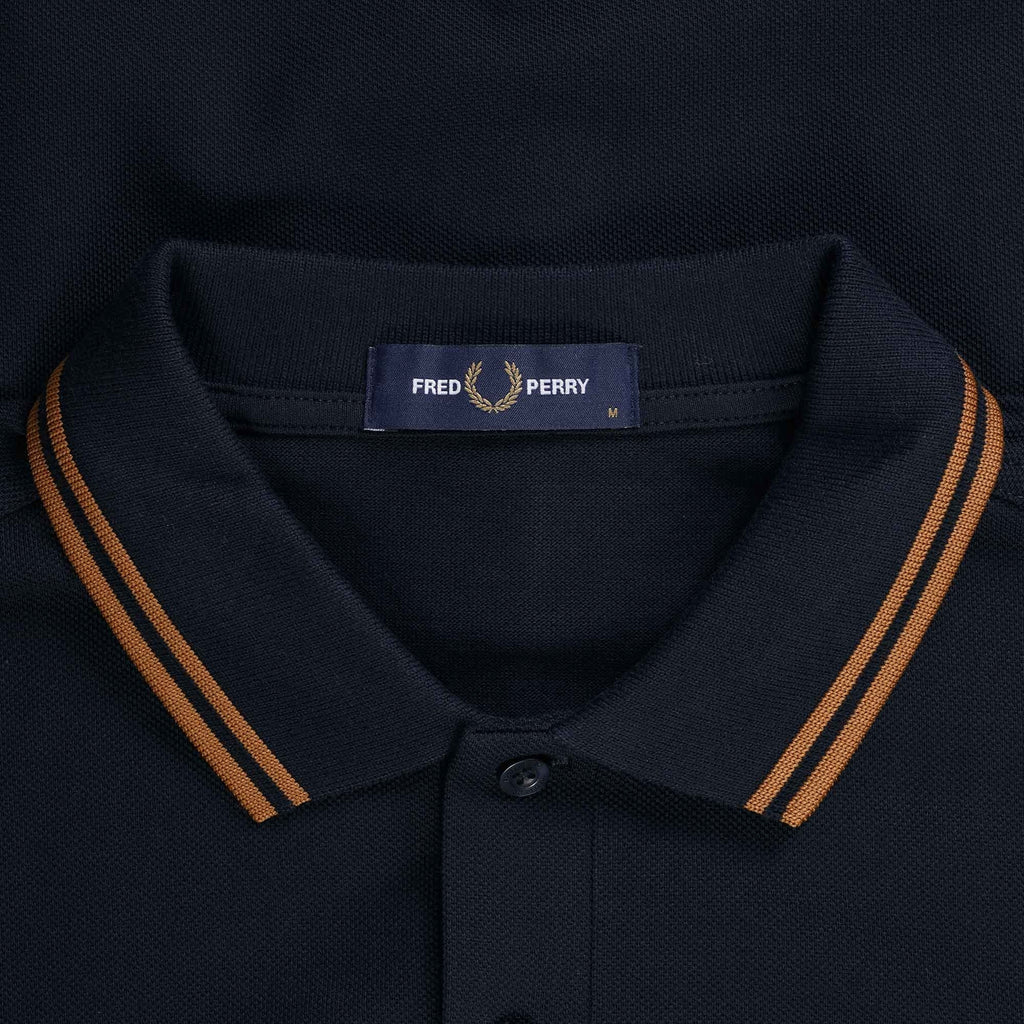 Fred Perry M3636 Long Sleeve Twin Tipped Polo Shirt - Navy
