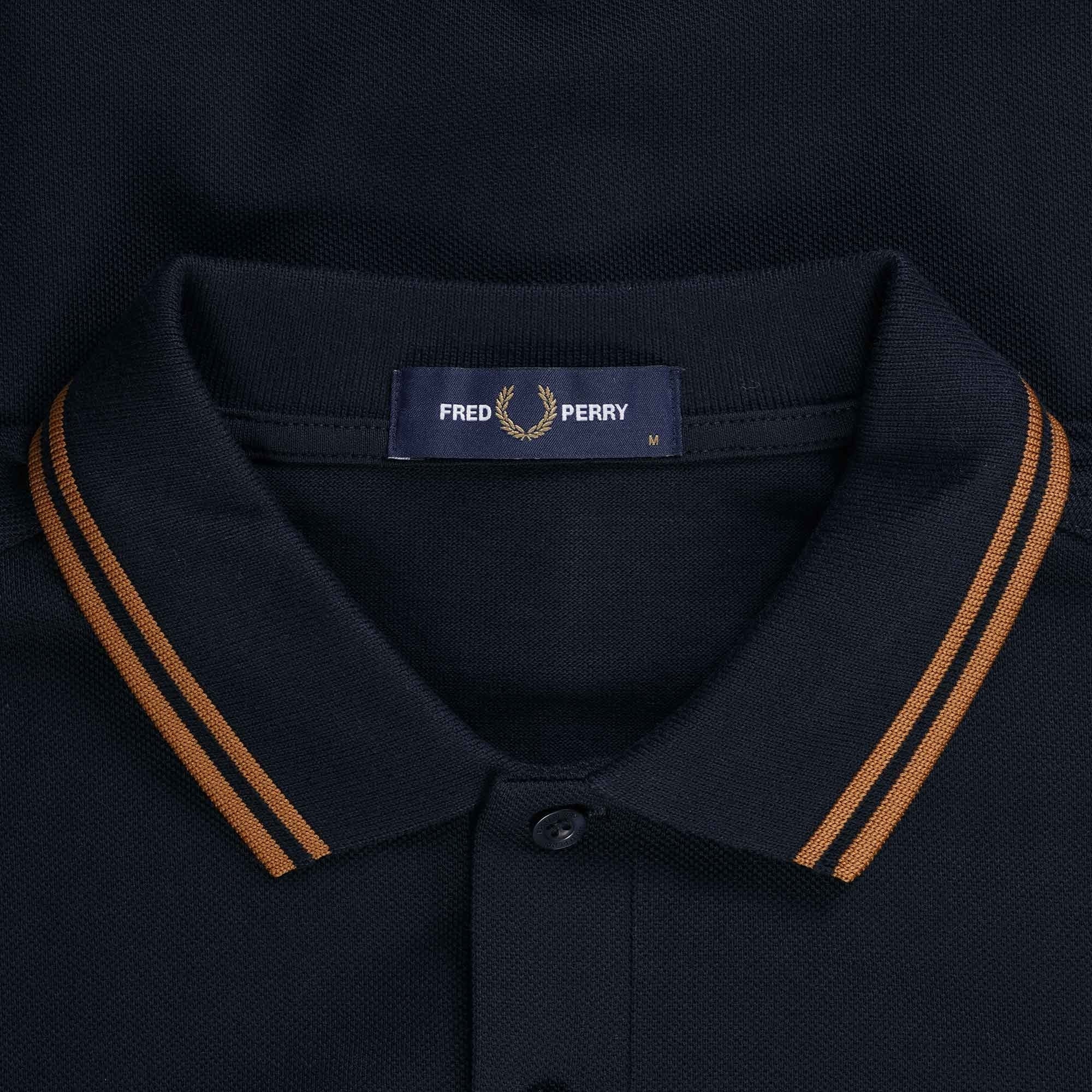 Fred Perry M3636 Long Sleeve Twin Tipped Polo Shirt - Navy
