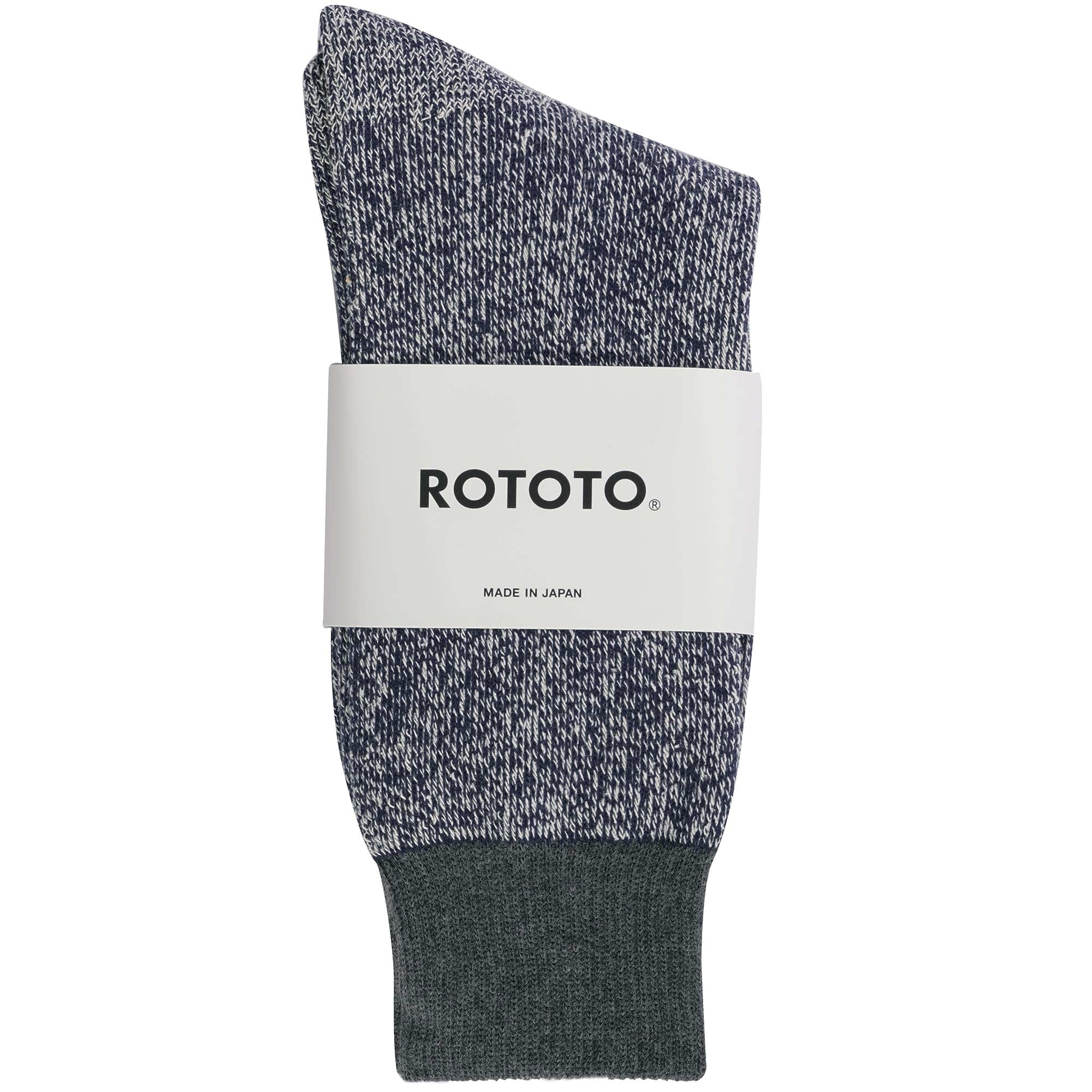 RoToTo Socks Double Face Crew Neck Socks - Grey and Navy
