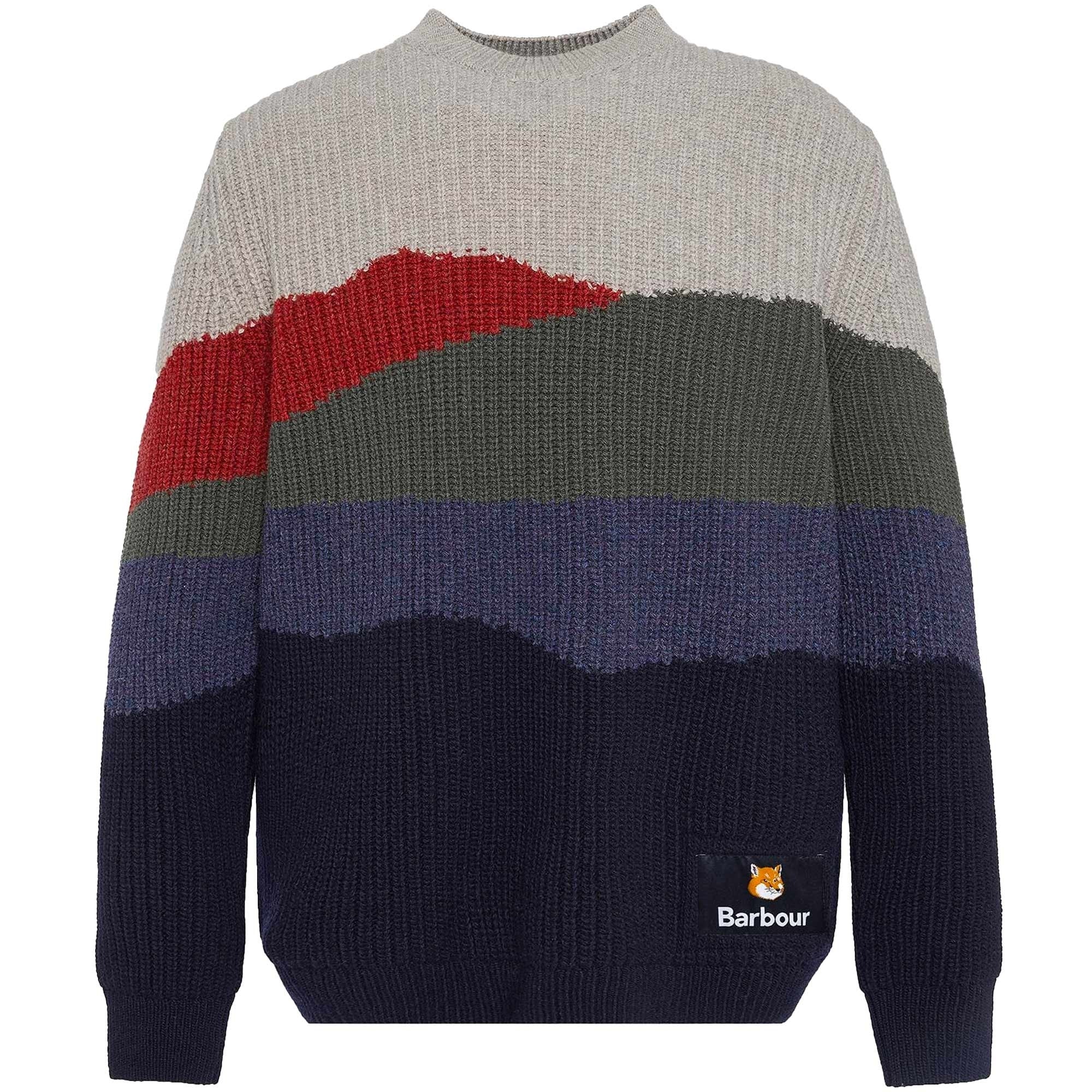 Barbour x Maison Kitsun Landscape Knitted Jumper - Navy